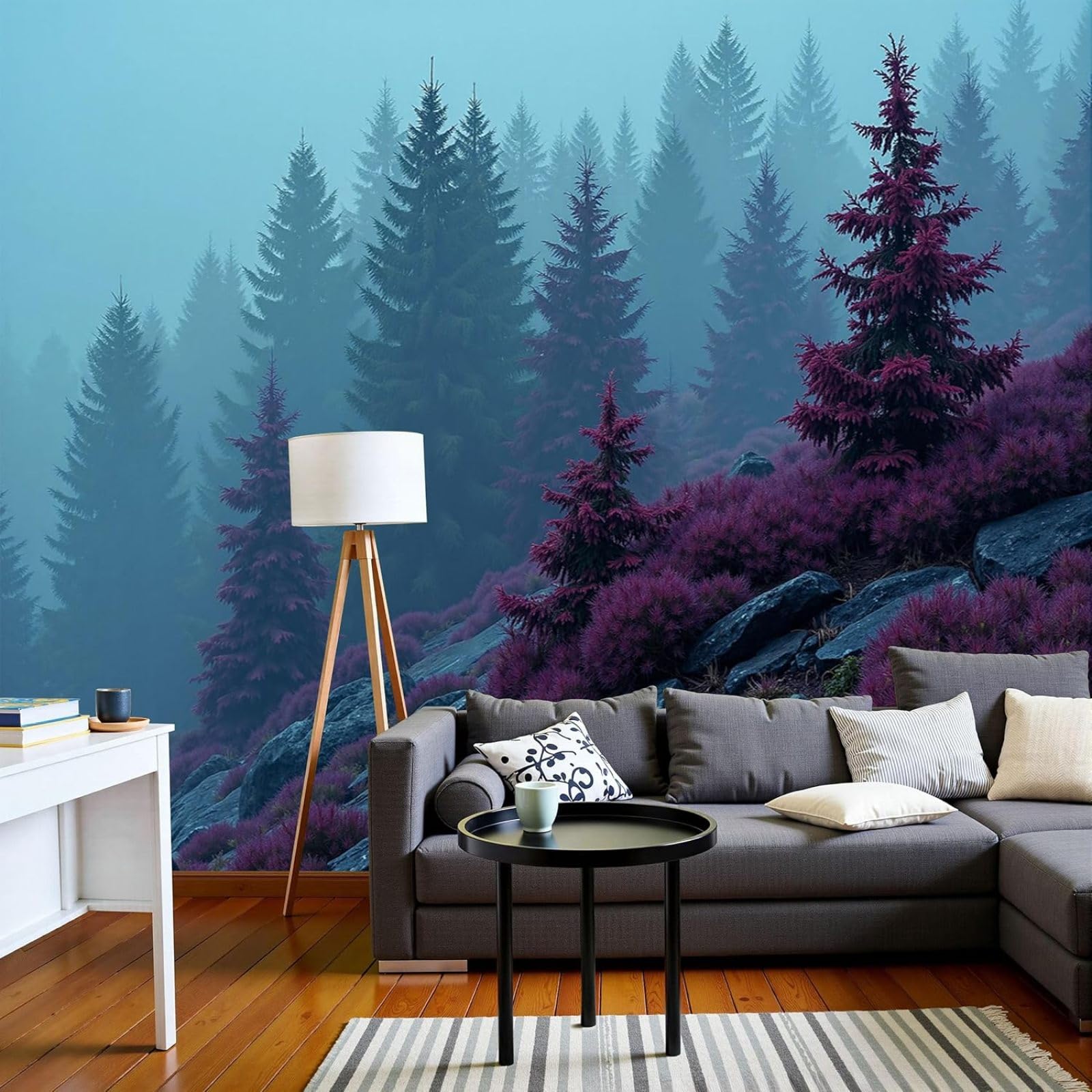 kfjhgbdshhj Photo Wallpaper 3D Effect Nordic Countries Nature Landscape Non-Woven Poster Mountain Forest XXL Blue Wallpaper Living Room,400cmx280cm Stickers - Frameless Painting - Poster