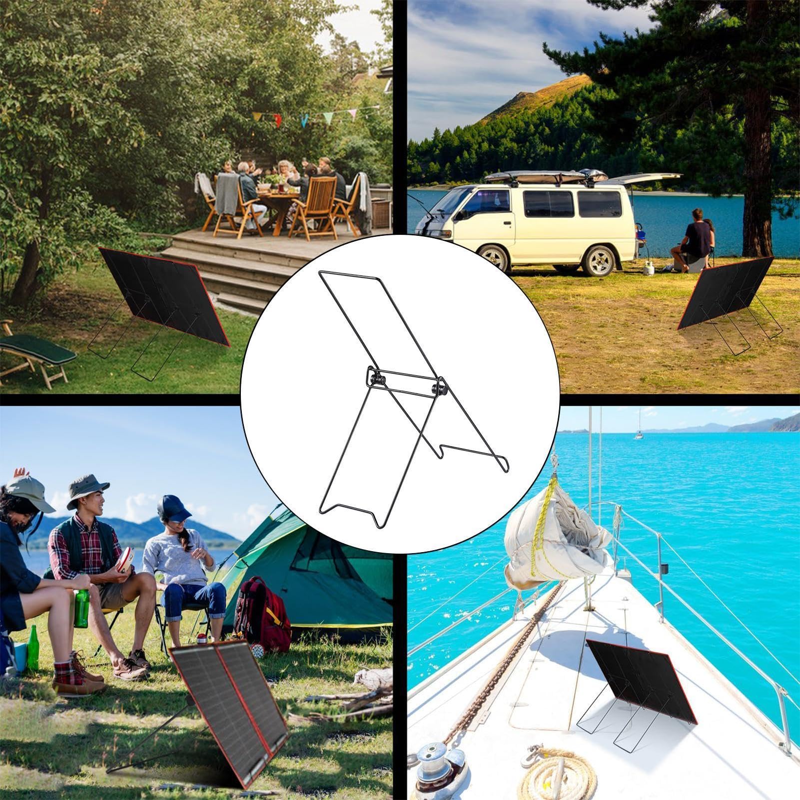 Uchwyt na panel słoneczny - Przenośny składany - Zewnętrzny uchwyt solarny do użytku na zewnątrz, ogród, dziedziniec, balkon, dach, łodzie, kemping, kemping