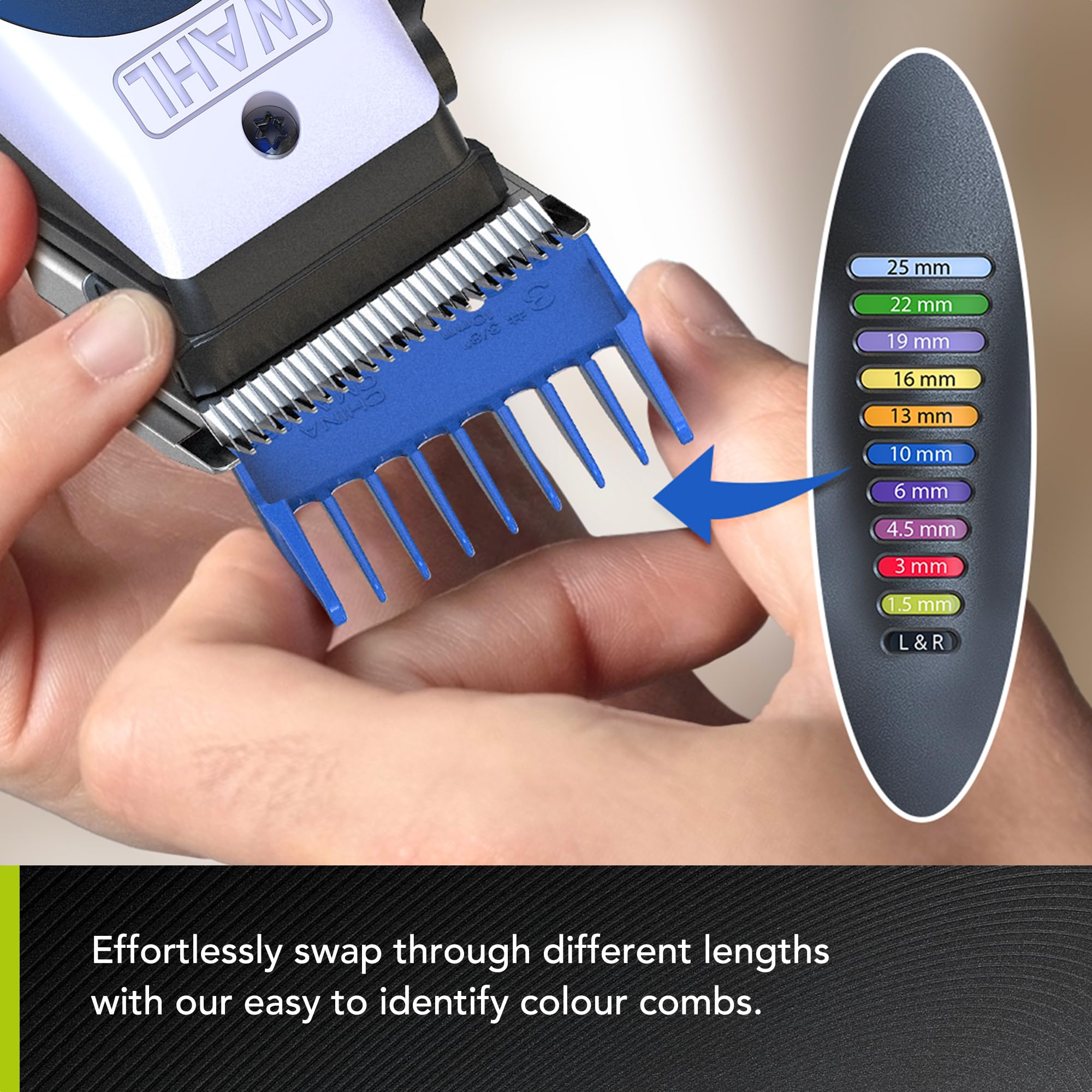WAHL Color Pro Lithium Combi Kit, Kompletny Zestaw do Strzyżenia Włosów, Dźwignia do Płynnej Regulacji Długości Cięcia, Wydajny Akumulator, Trymer do Pielęgnacji Zarostu, Nożyczki i grzebień