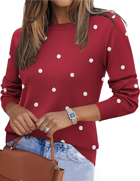 Zeagoo Womens 2025 Fall Sweaters Long Sleeve Tops Classic Crew Neck Pullover Sweaters Loose Dressy Casual Basic Clothes