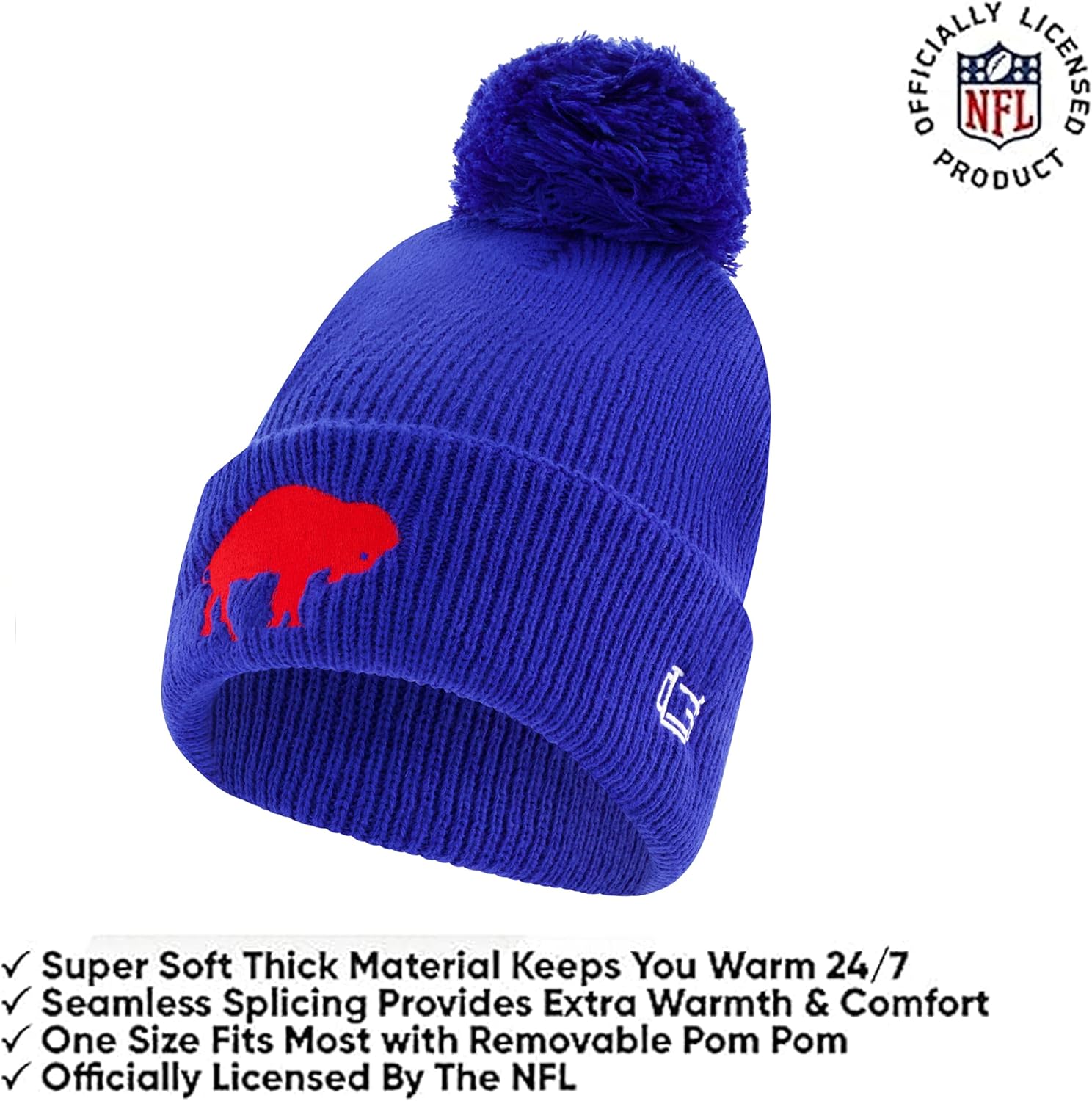 Ultra Game Adults Unisex NFL Official Super Soft Heritage Logo Winter Beanie Knit Hat with Extra Warm Touch Screen Gloves