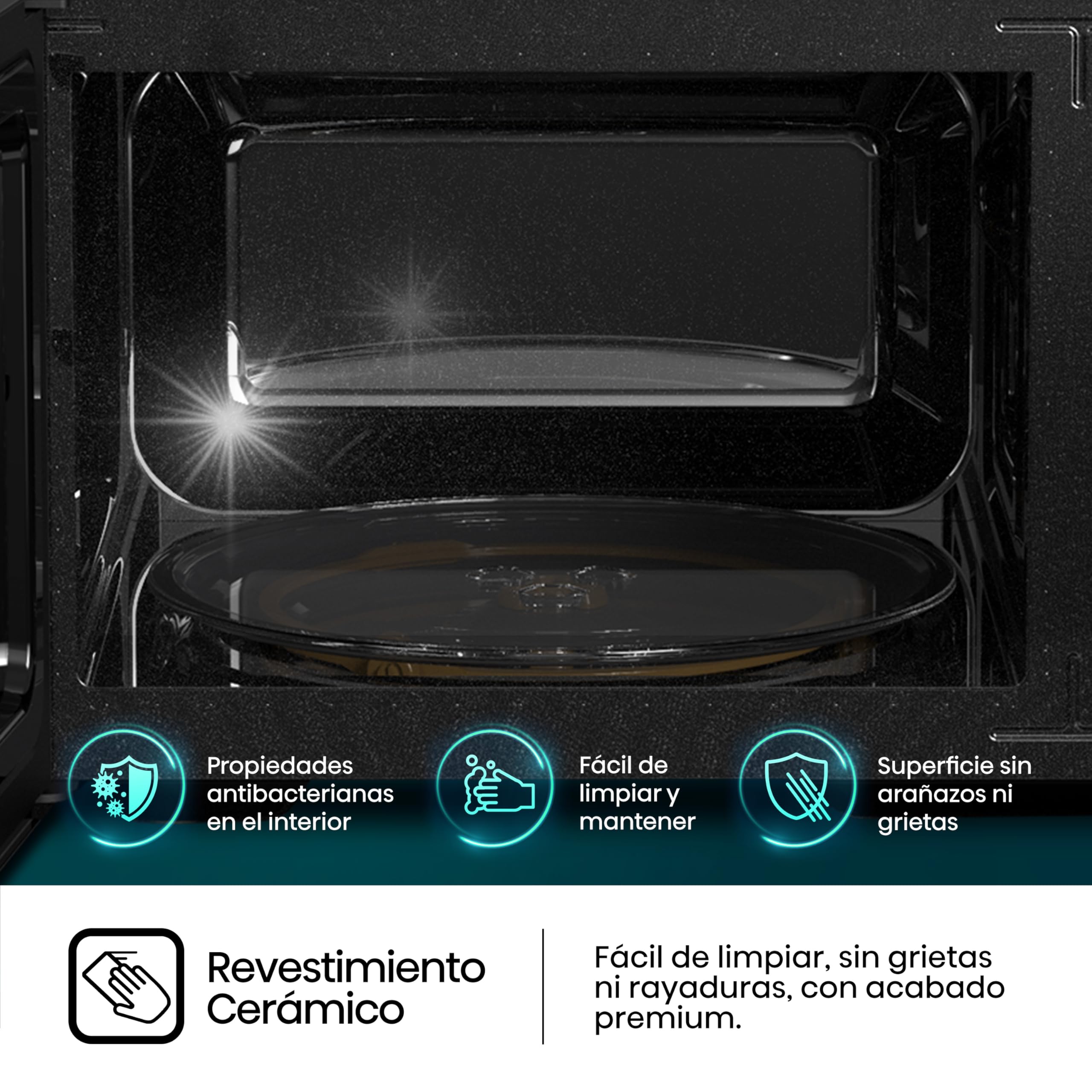 Hisense H23MOBS5HG4 - Microondas Digital con Grill 23 Litros, 1000W, Revestimiento Cerámico, Cristal Premium, Modo ECO, Descongelación programada, 10 Niveles de Potencia, Fácil Limpieza
