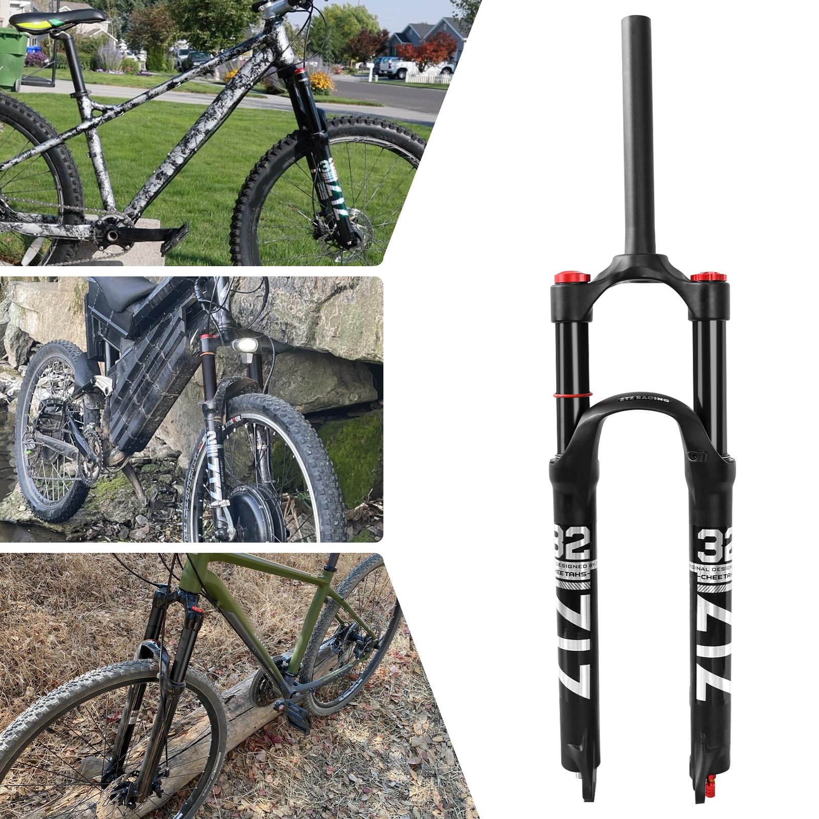 26/27,5/29 Zoll MTB-Doppel-Luftfedergabel, 1 1/8 gerader Rohrdurchmesser, 120 mm Federweg, Schnellspanner 9 mm × 100 mm, manuelle Sperre, leichte Vorderradgabel für XC/AM-Mountainbikes