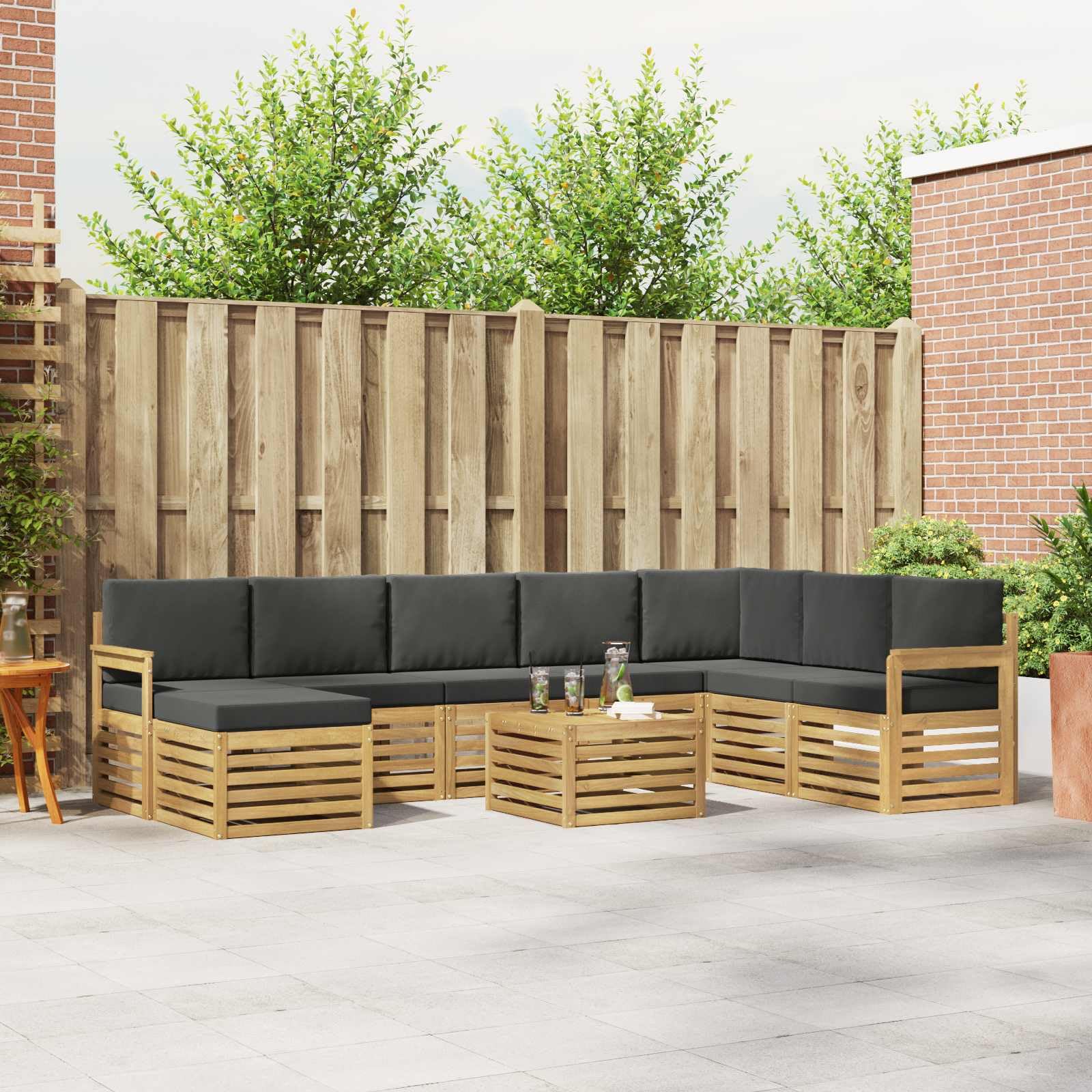 Ensembles de canapés en Bois d'acacia Massif Durable Design Moderne modulable pour extérieur Jardin terrasse Confort Pratique et aménagement élégant Salon séjour
