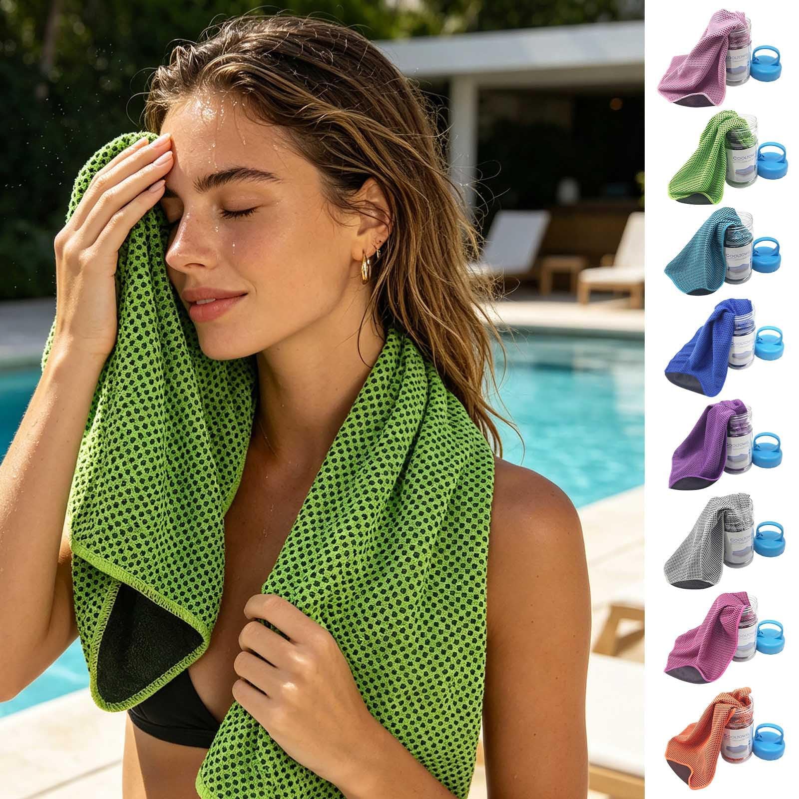 Serviette rafraîchissante, serviette de glace en microfibre pour le cou, le front et le bracelet – Restez au frais par temps chaud, parfaite pour la salle de sport et les activités de plein air
