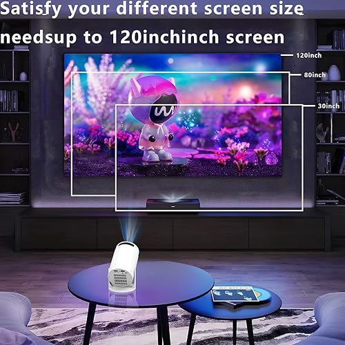 Miniatura 4 de Mini proyector con WiFi, proyector portátil 720P HDMI 150 ANSI, soporte de ángulo ajustable ligero, enfoque manual, compatible con teléfono