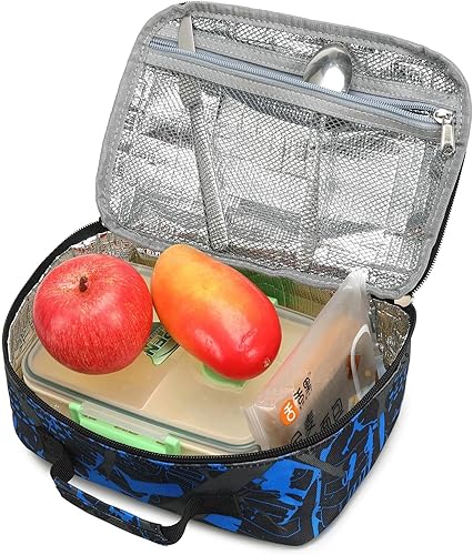 Miniatura 6 de Bluboon Lonchera para niños y niños, lonchera aislada para la escuela, lonchera organizadora, bolsa de almuerzo para niños (rojo)