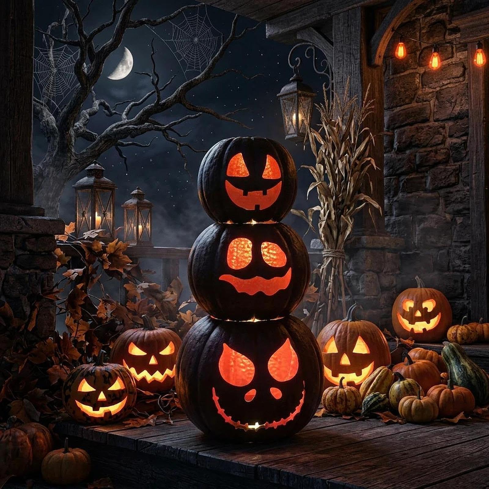 Calabazas Metálicas de Halloween, Calabaza Artificial, Rústica, Desmontable