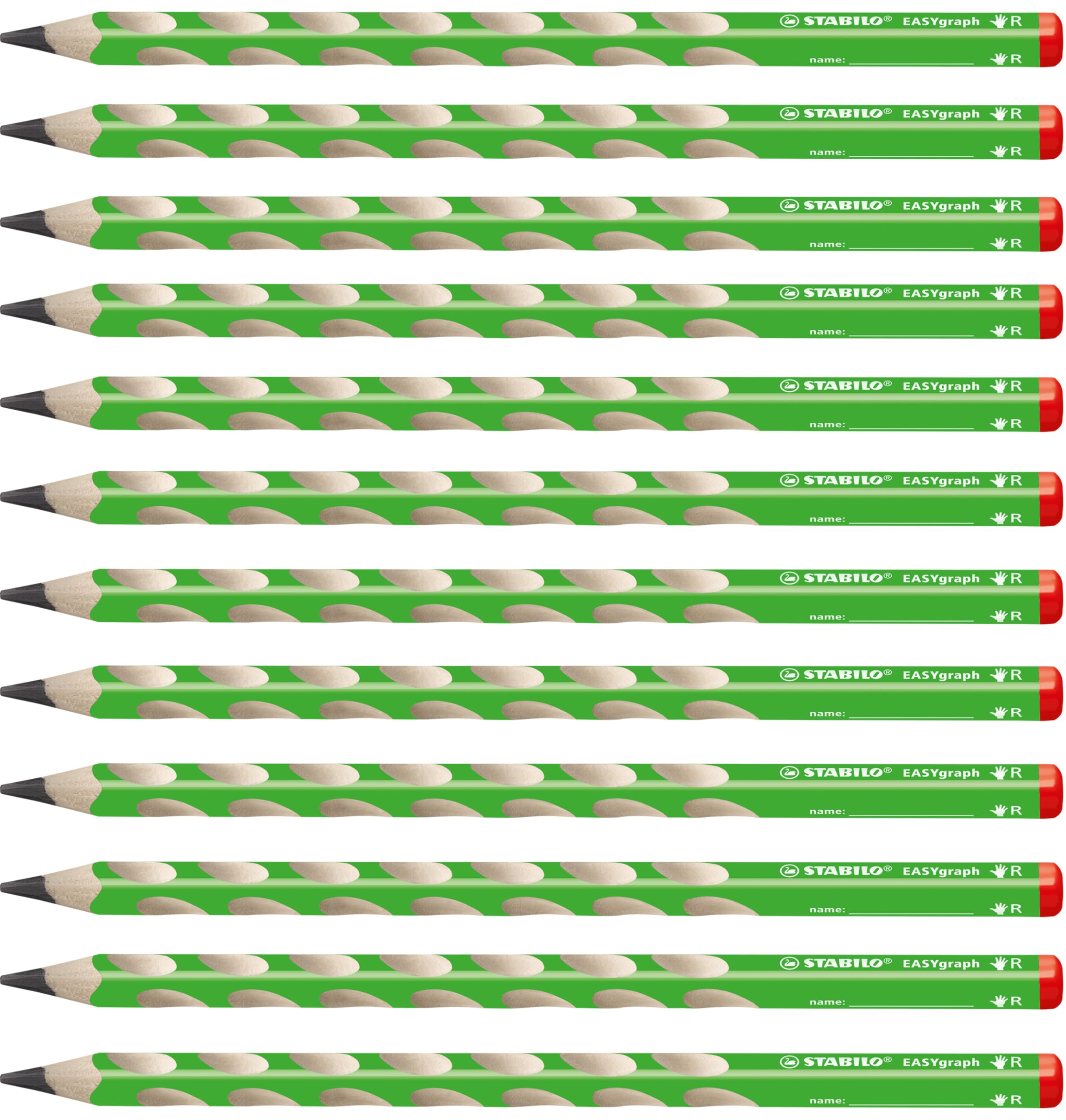 STABILO EASYgraph Lot de 12 crayons à papier pour droitier Vert 2B