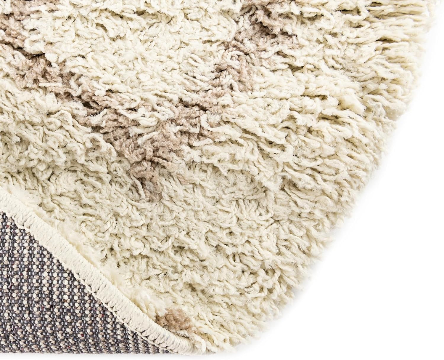 Rugs.com Lattice Shag Collection Rug – 8x10 Oval Beige Shag-Pile Rug Perfect for Living Rooms, Large Dining Rooms, Open Floorplans