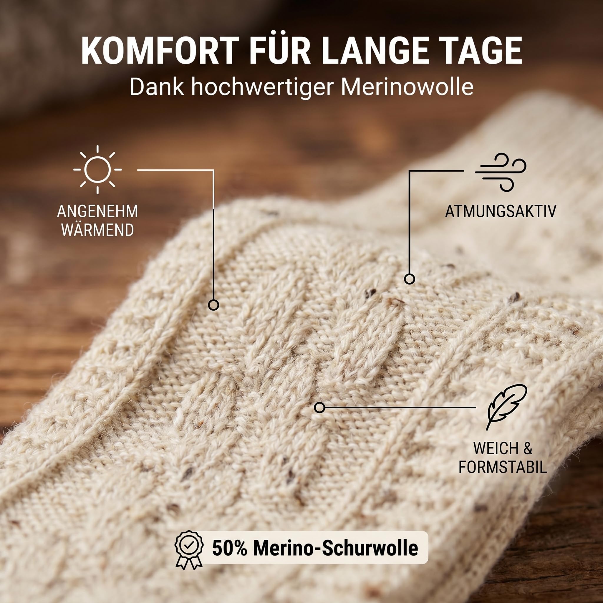 Lusana Trachten Kniestrümpfe mit Merinowolle für Herren & Damen | Trachtensocken & Trachtenstrümpfe lang mit Zopfmuster für das Oktoberfest, Wiesn & festliche Anlässe