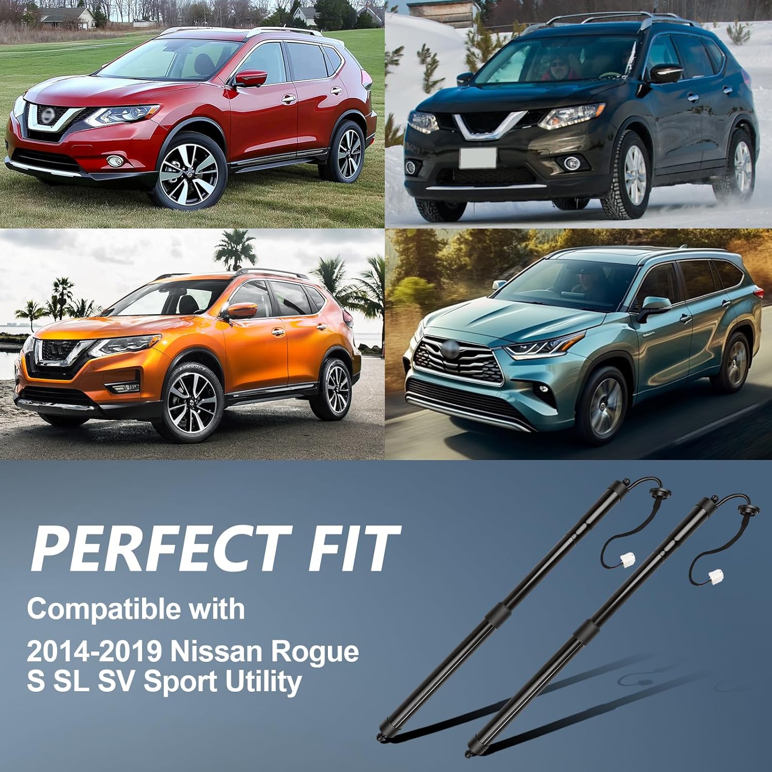 Rear Tailgate Power Liftgate Support Shock Strut Compatible with Rogue S SL SV Sport Utility 2014-2019 Replaces for 905614BA4A 905614BA3A 905614BA1A Pack of 2