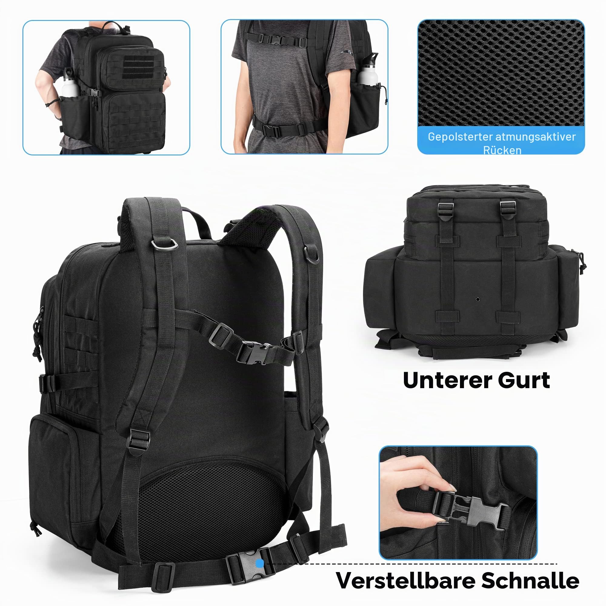Damero Taktischer Rucksack, Trauma, leer, Molle Bag First Aid Bug Out Medizinische Taktiktasche für Camping, Schwarz