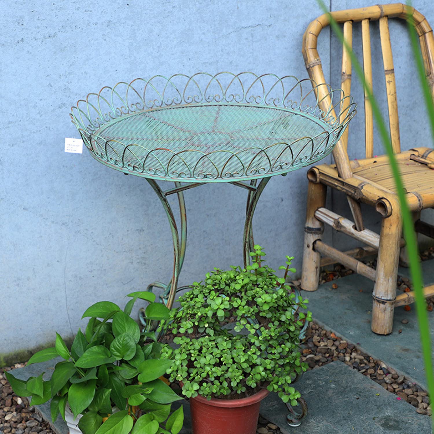 Table d'appoint de patio ronde et table basse portable pour extérieur