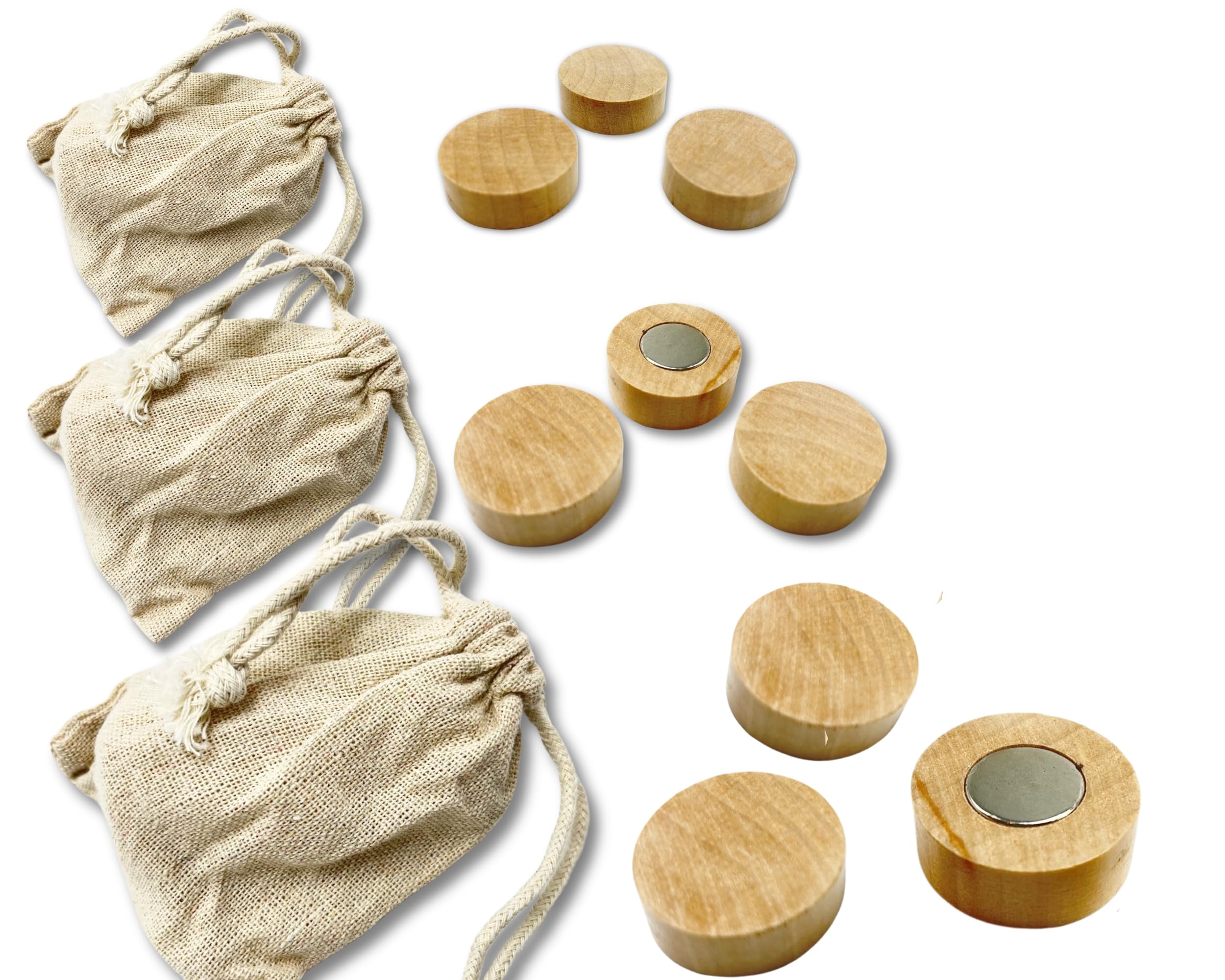 Chart A La Carte: Round Wooden Magnets, Solid Birch Wood, Decorative Fridge Magnets, Office Magnets, 1" Wide, 3/8" Thick (Birch, Set of 12)