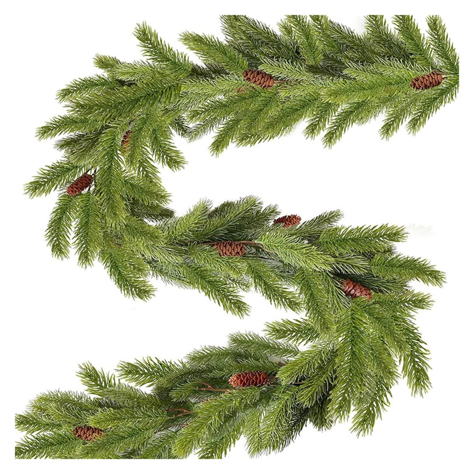 Guirnalda Artificial de Pino, 1,8 m/2,7 m, Enredadera navideña Verde for decoración de Chimenea, Guirnalda Festiva for escaleras, Chimenea, Mesa y decoración del hogar(180cm)