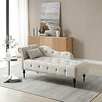 Vista 4 de Anwick Chaise Lounge - Silla reclinable tapizada para interiores, moderna y tapizada para sala de estar, dormitorio, sofá cama (blanco)