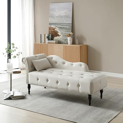 Miniatura 4 de Anwick Chaise Lounge - Silla reclinable tapizada para interiores, moderna y tapizada para sala de estar, dormitorio, sofá cama (blanco)