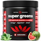 NutraChamps Super Greens Powder Premium Superfood | 20+ Organic Green Veggie Whole Foods | Alfalfa, Spirulina, Chlorella & More | Antioxidant, Digestive Enzyme & Probiotic Blends | Watermelon