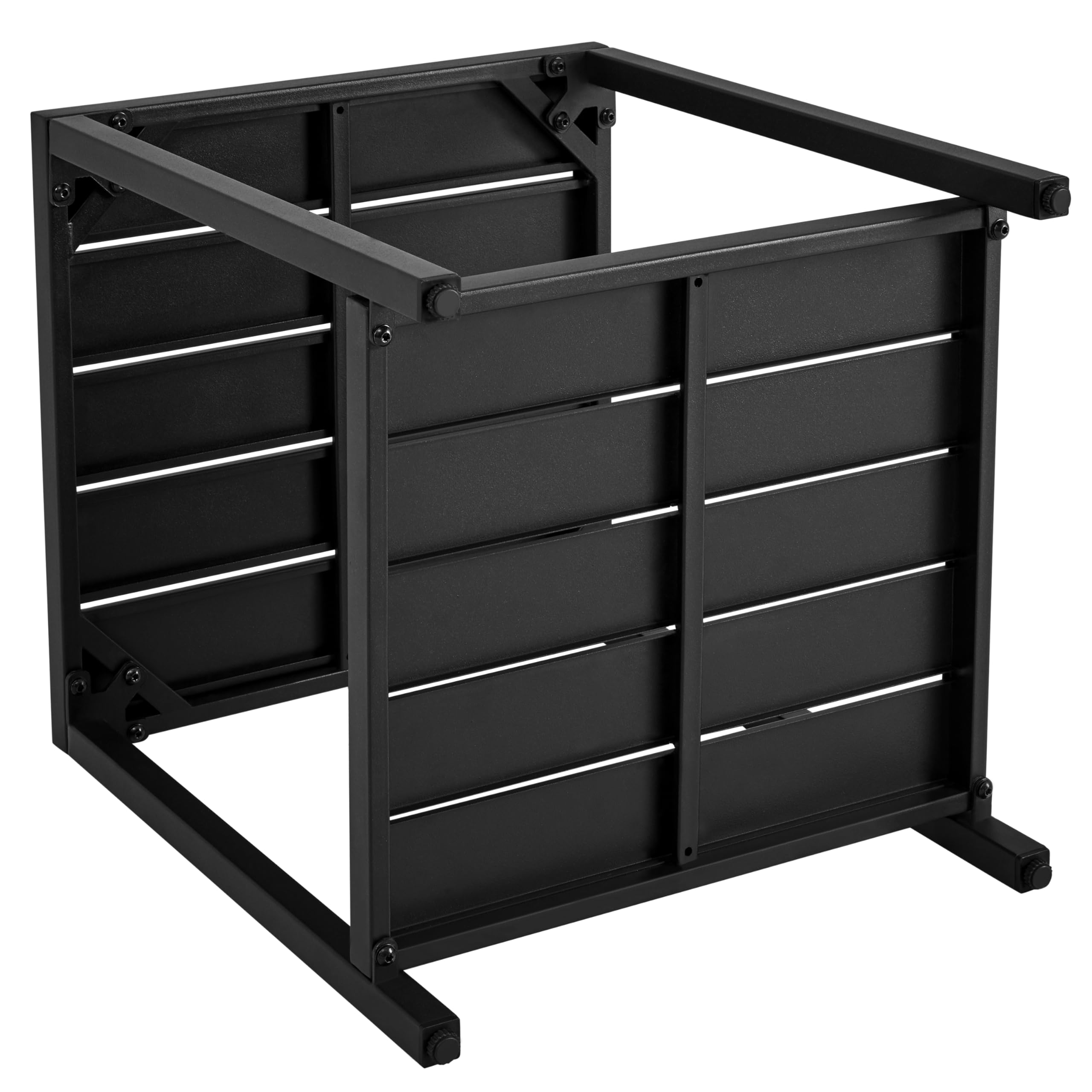 Yaheetech Tavolo da Giardino con Ripiano in Metallo Tavolino Quadrato di Servizio con Doghe per Esterno Patio Bistrot Terrazza 45 x 45 x 54 cm Nero