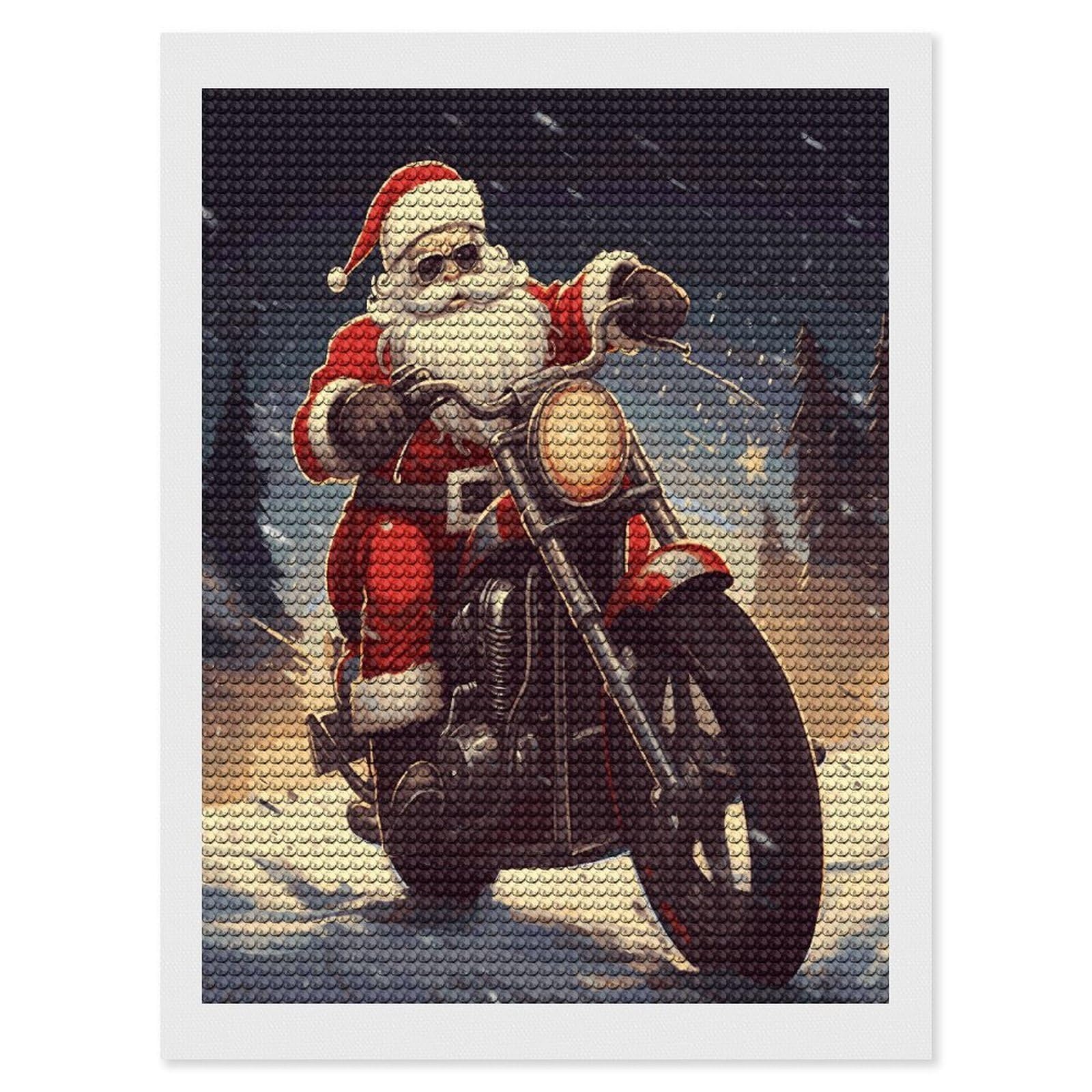 LDGSUPH Santa Claus Biker Riding Diamond Painting Kits for Adults Paint with Diamond Pictures Art DIY Full Drill Diamond Dots Painting Personalized Diamond Photo for Home Wall Decor Gift 12"x16"