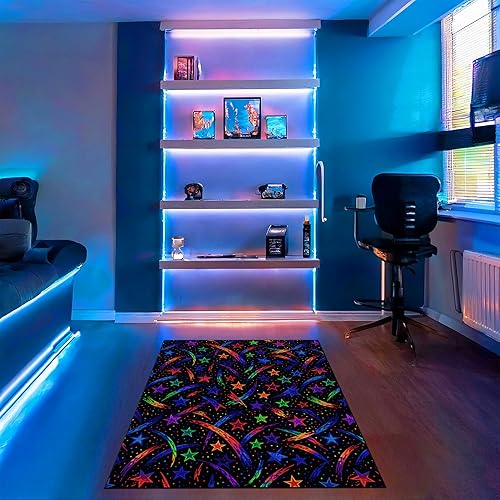 Miniatura 3 de Alfombras de estrellas de arcade, alfombras de bar de arcade, alfombra retro, alfombra de los años 80, alfombra lavable para habitación de