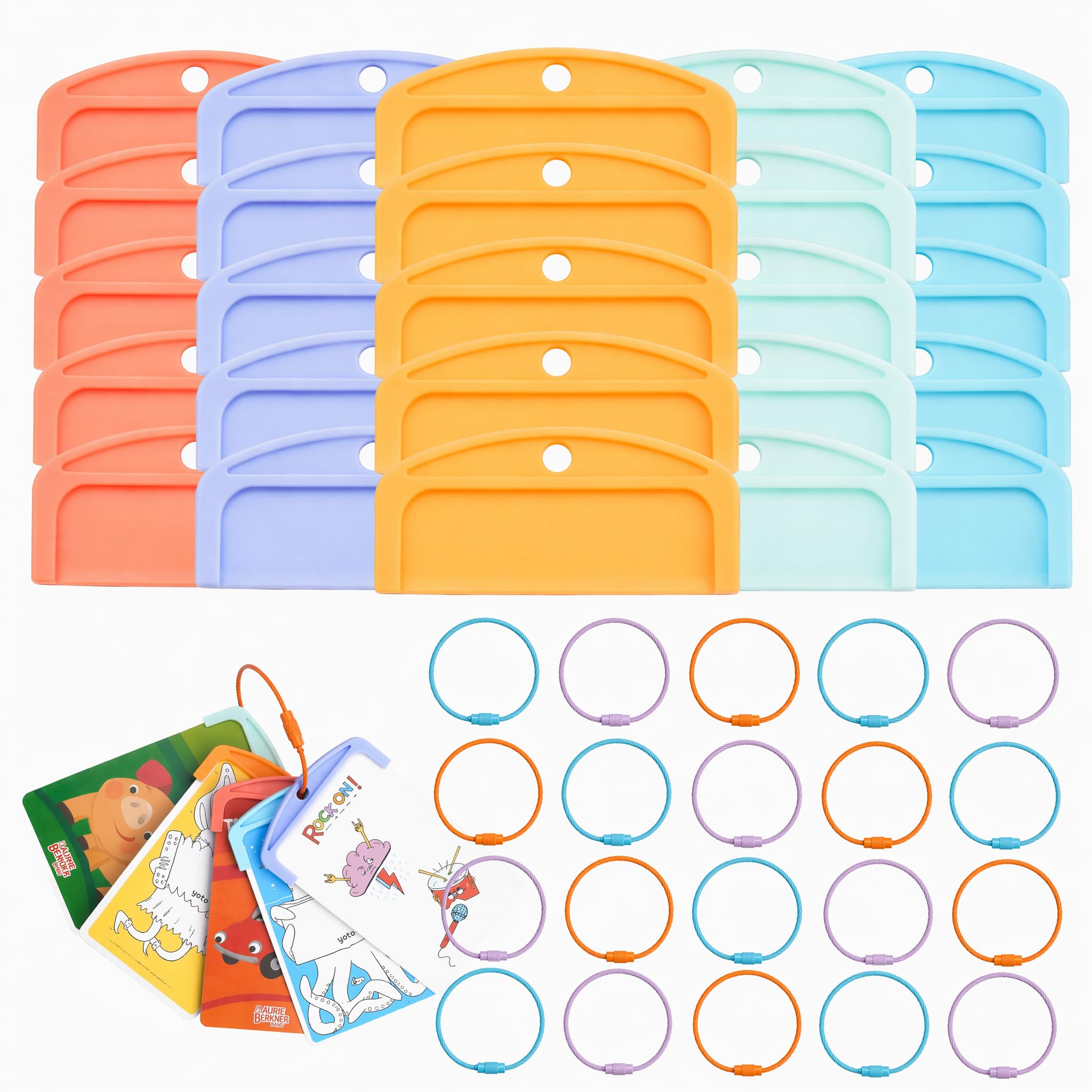 20 Pack Card Holder for Yoto Cards with 20 Rings, Reusable Kids Travel Carrier for Efficient Card Storage & Organization, Yoto Player Accessories