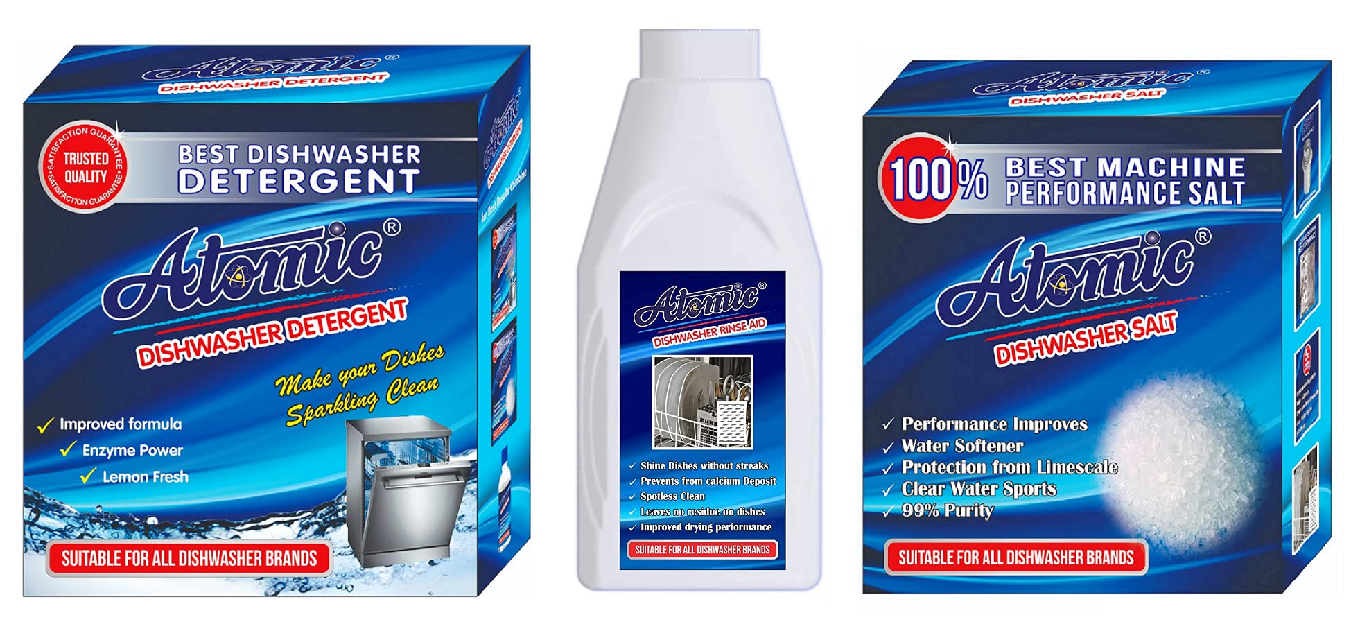 ATOMIC Dishwasher Starter Combo - Dishwasher Detergent 900 GM | Salt 900 GM & Rinse Aid Liquid 400 ML (B09GW71LTT) Amazon Price History, Amazon Price Tracker