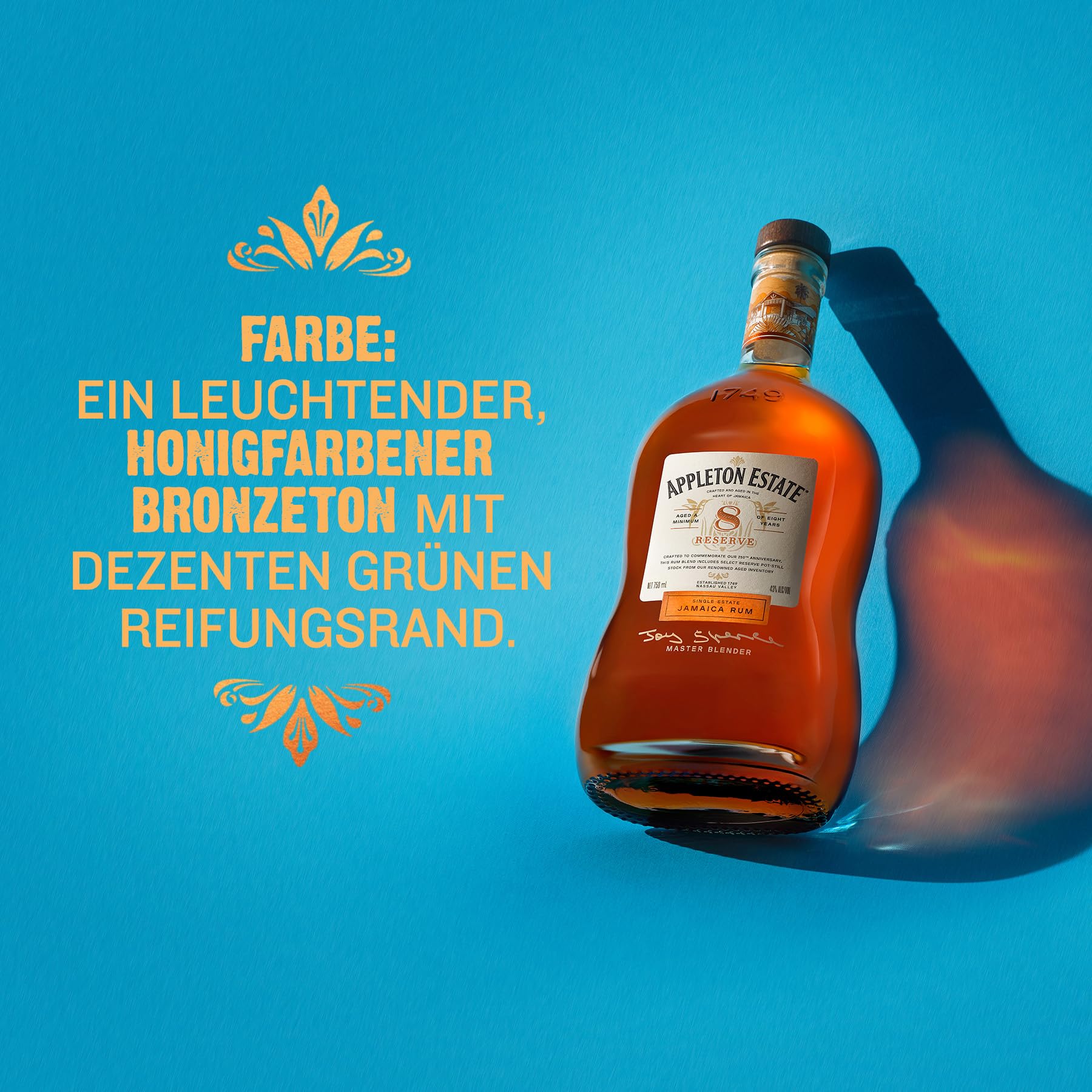 Appleton Estate Reserve Blend 8 Years Old - 8 Jahre gereifter, gold-brauner Jamaica Rum, zum pur Genießen oder für Cocktails - 1 x 0,7 l