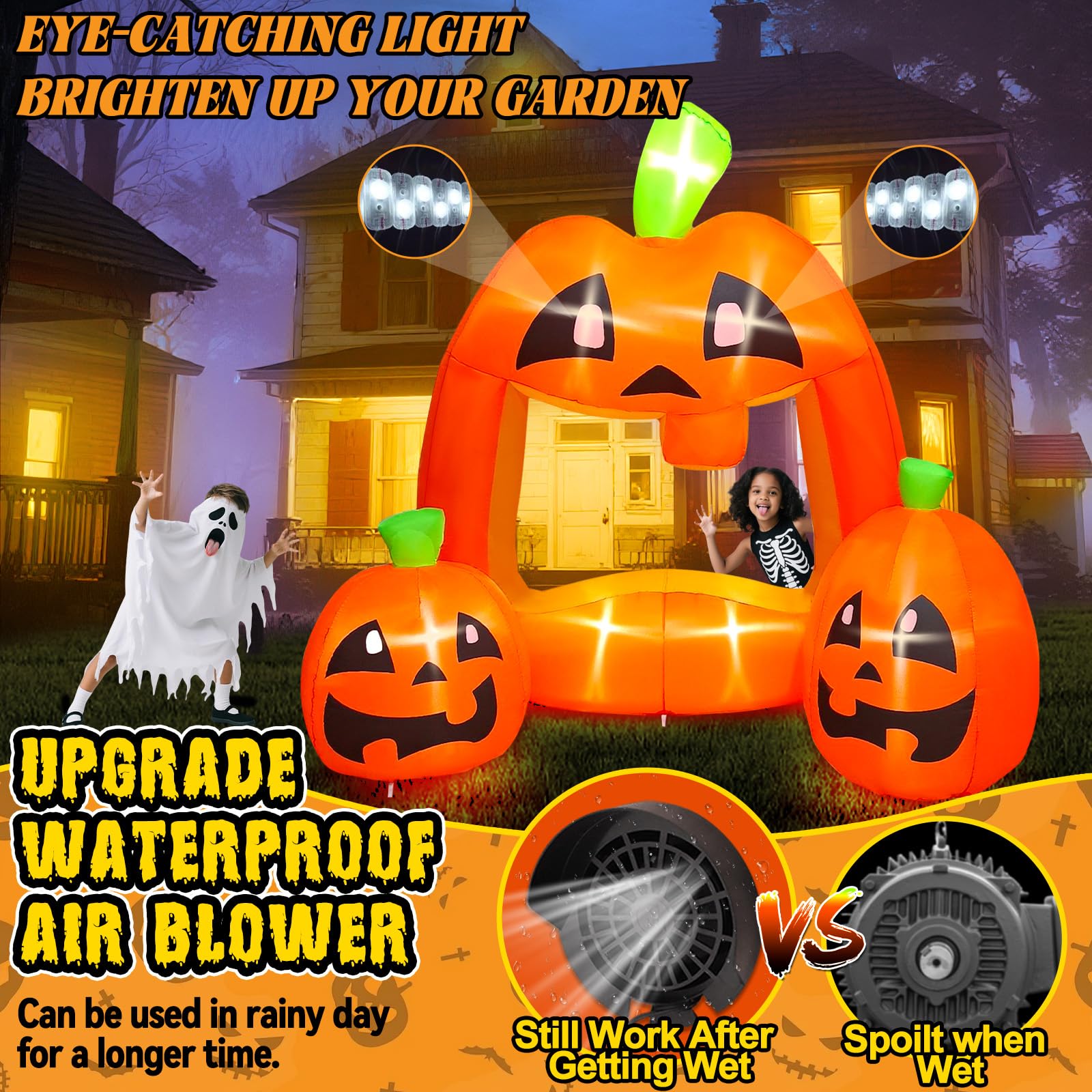 Kalolary 7ft Halloween Inflatables Pumpkin Photo Booth - Image 3