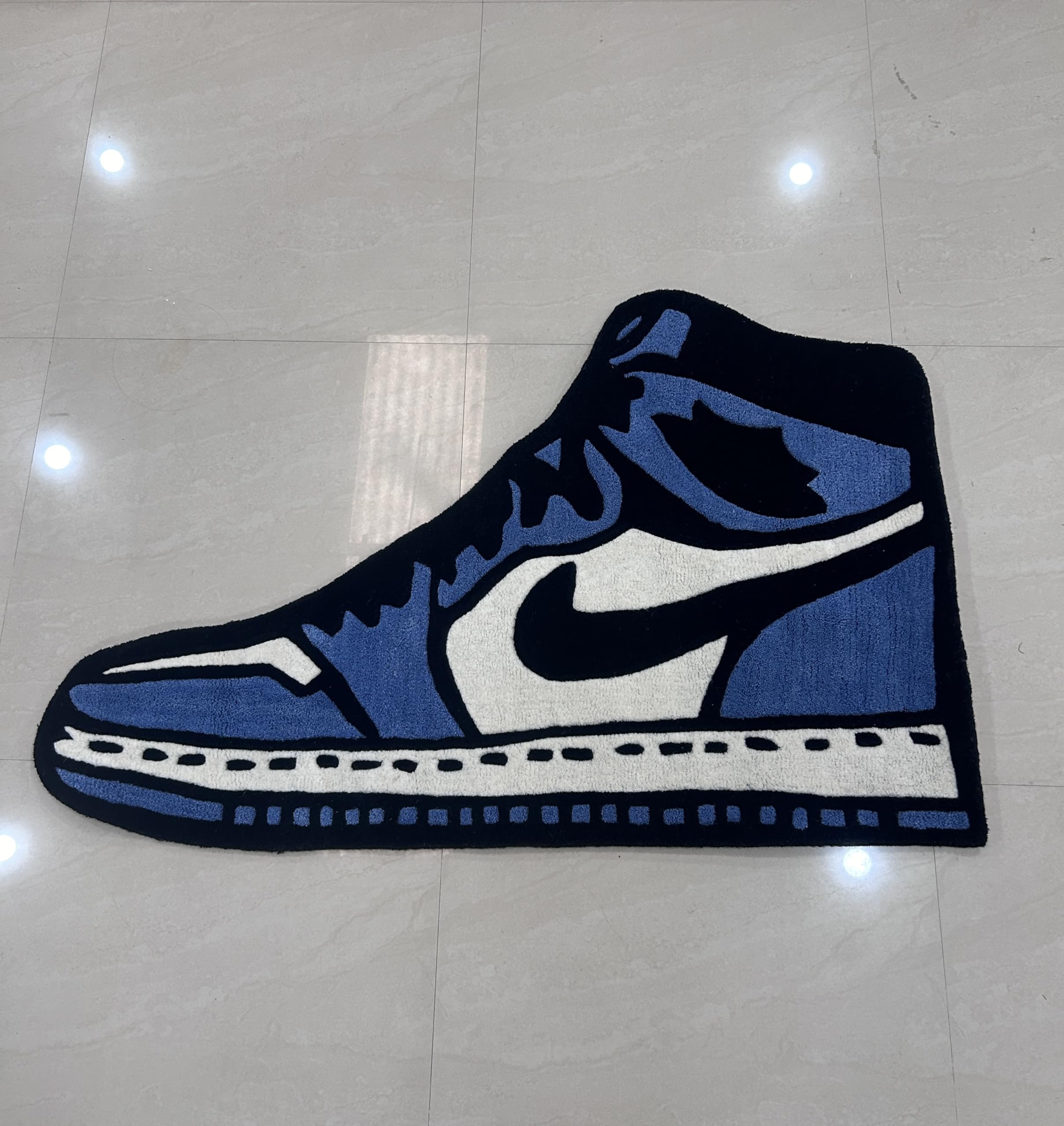 Air1 High Custom Sneaker Rug - Thick Hand Tufted Wool Carpet for Living and Bedroom, Runner, Doormat 4x2.6 Feet (Blue)-image-2