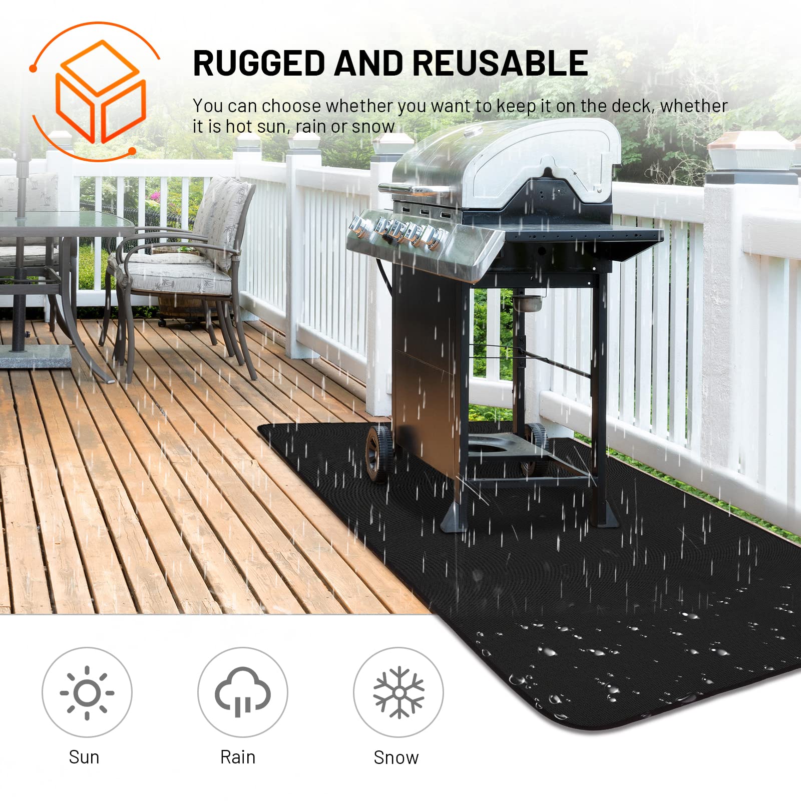 Alfombra Ignifuga para Barbacoa y Fogatas al Exterior, Protector de Suelo para Parrilla de Carbón y Leña, Protección de Superficie 3 Capas, Ideal para Jardín, Terraza y Patio, Tamaño Grande 165×100 CM