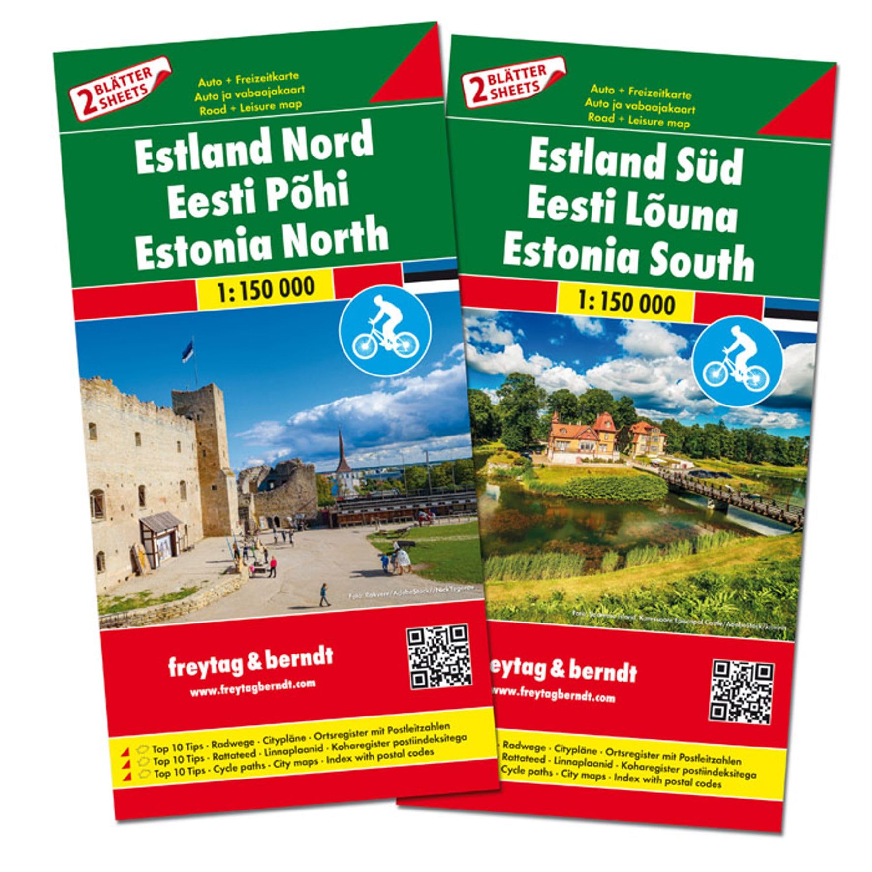 Estonia East + West + cycling paths: wegenkaart 1:150 000