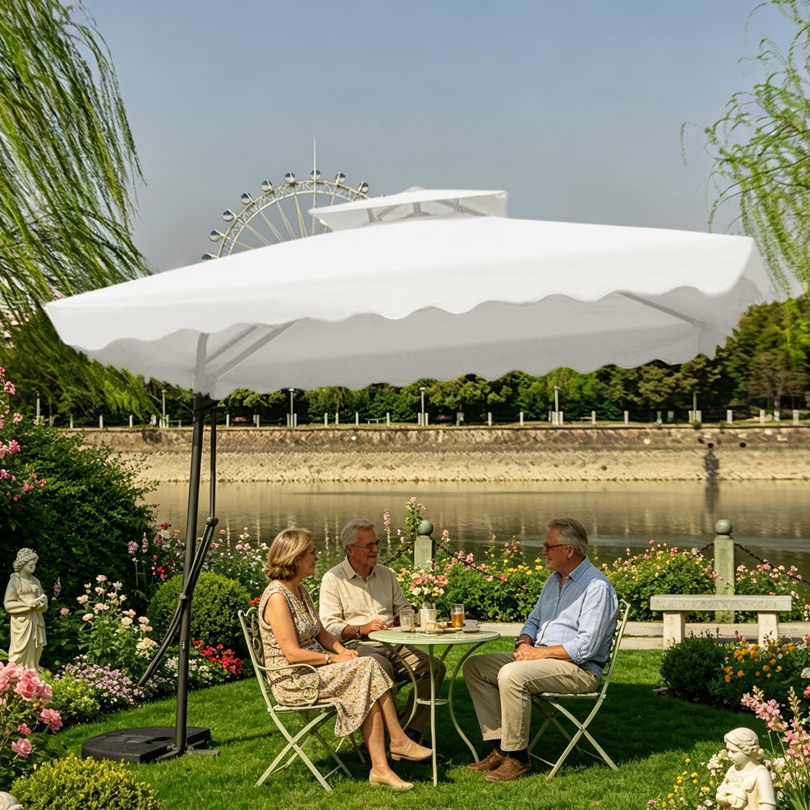 Wasserabweisendes Design - Sonnenschirm Ersatzdach, 4 Rippen, 7,22 Ft