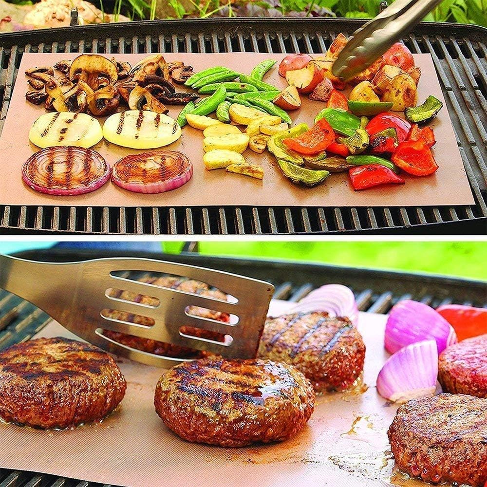 X-Chef Copper Grill Mats, Copper Sheets, BBQ Grilling Mats Nonstick for Charcoal Grill, Cooking Baking Sheets for Oven, 3 Packs, Reusable & Easy Clean, 15.75’’ x 13’’