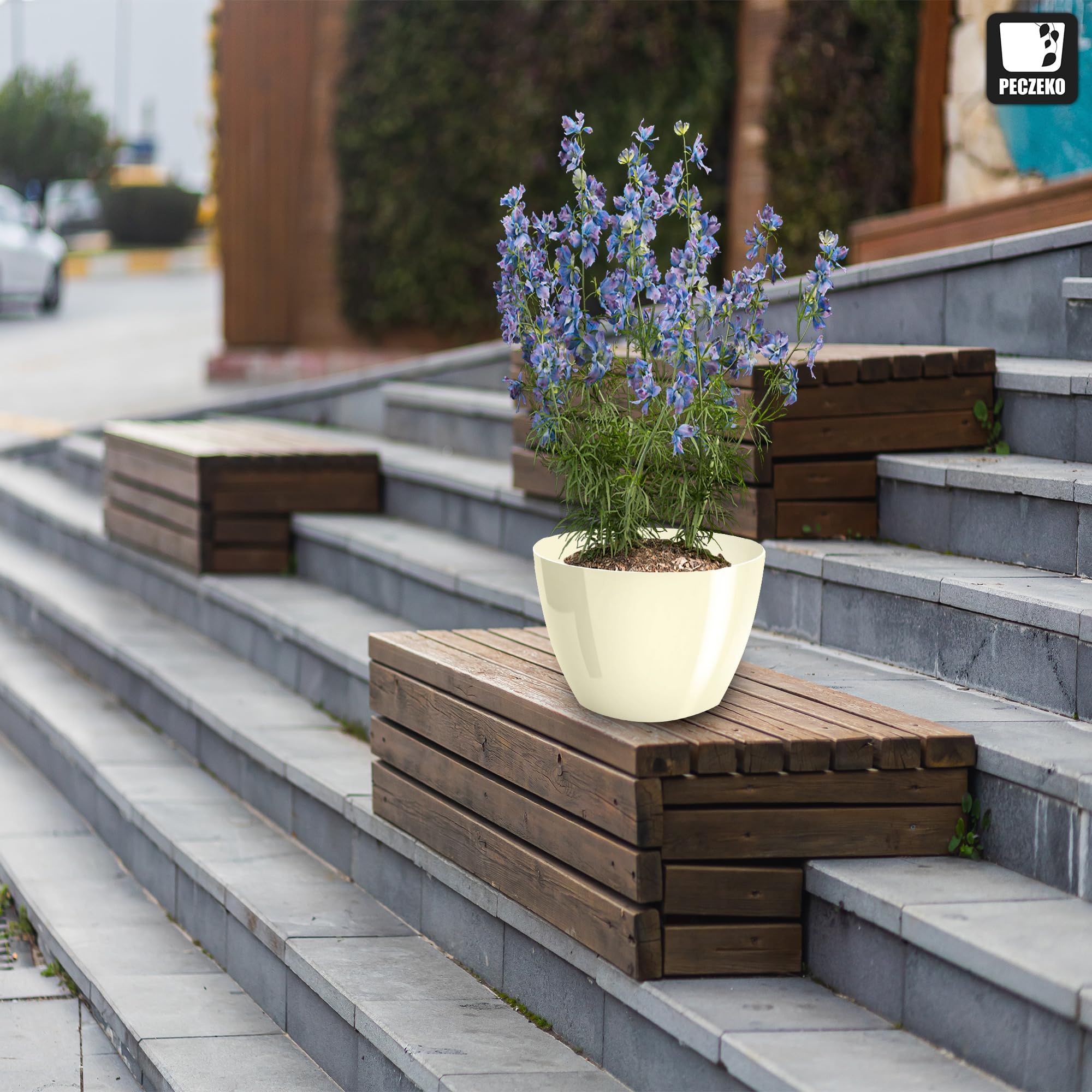 Macetas Brillantes Macetas Decorativas Hierbas Macetas Redondas de plástico duraderas y Ligeras para salón, Comedor, Cocina, terraza, balcón Juego de 2 Piezas (Antracita, diámetro 16 cm) — view 122