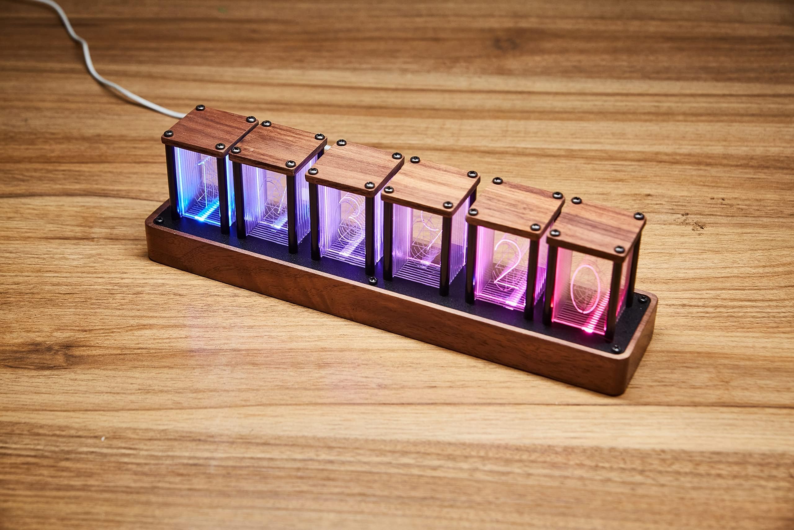 Nixie Tube Clock Wooden Digital Clock for Bedroom, Support Timer, Alarm and 12/24h Display,- A Retro Gift to Decorate Your Desk and Bedroom