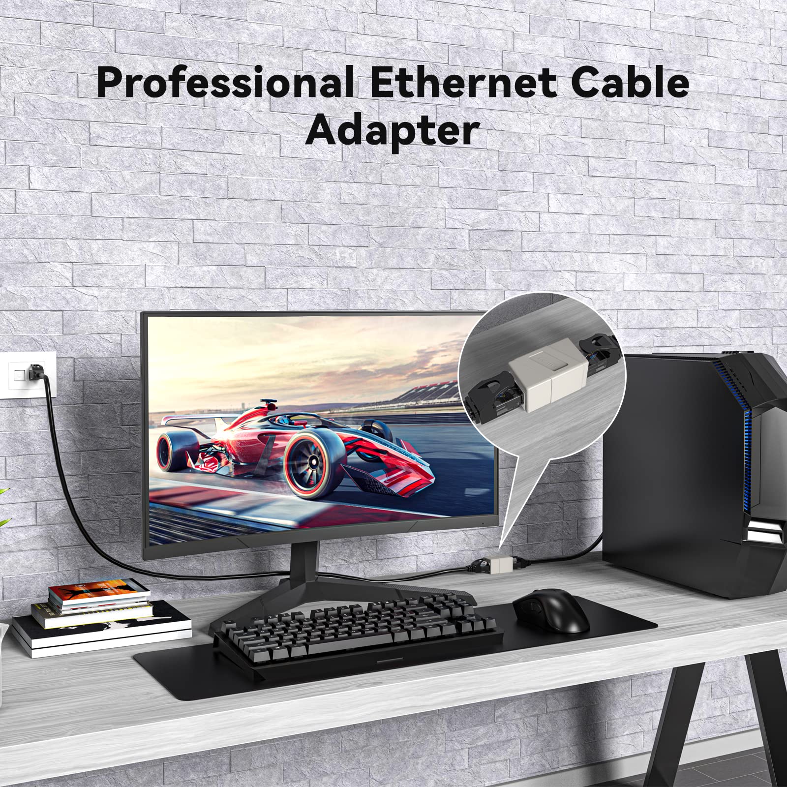 Acoplador RJ45, paquete de 2 adaptadores Ethernet hembra a hembra, adaptador extensor de cable Ethernet, recto modular de 8 pines, conectores de red para cable Ethernet Cat8/Cat7/Cat6/Cat6a/Cat5e/Cat5
