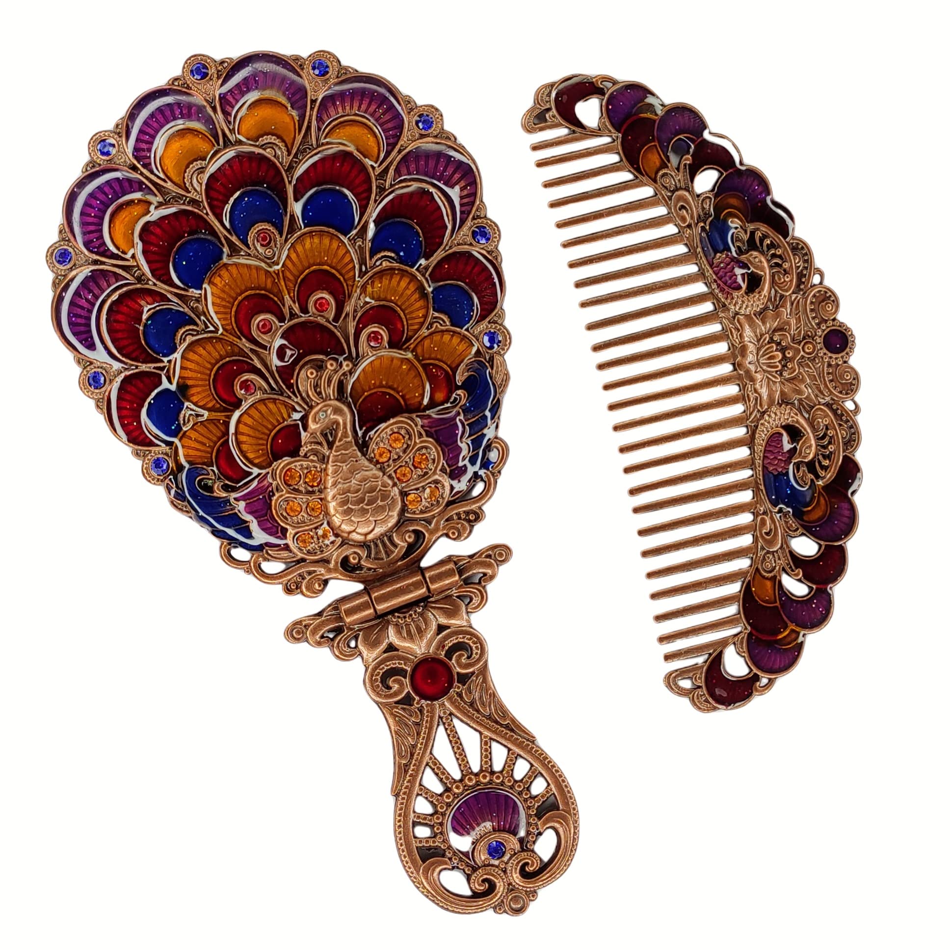 Vemlons Compact Mirror Hand Mirror Compact Mirror, Comb for Girls Antique Mirrors and Comb Set for Women and Girls 1