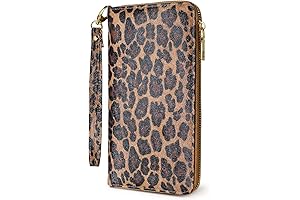 Leopard Cheetah Print Wallet RFID Blocking Case Coin Money Clip Wristlet