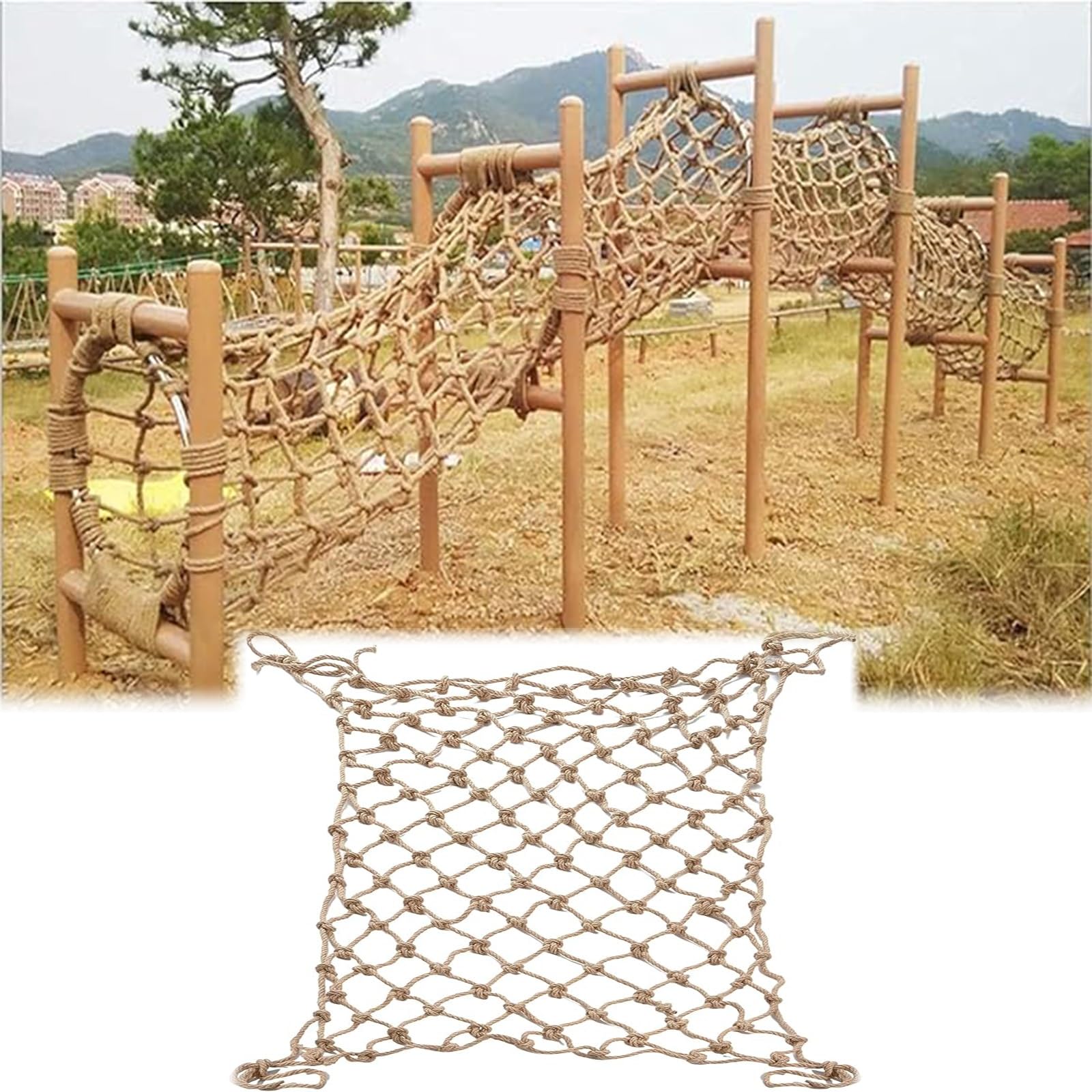 Gjzqdkx Hemp Safety Net For Kids - 23X23ft Climbing Rope Netting For Balcony, Stairs, Garden, Playground Protection, Child Safety Fence & Railings, Durable & Eco-Friendly