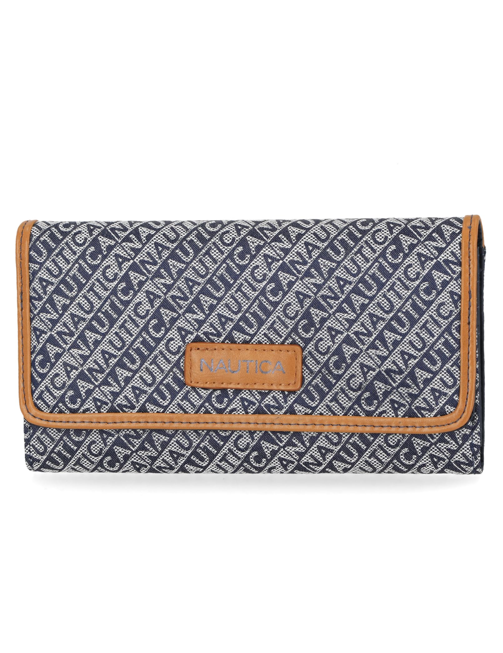 Nautica Women's Perfect Carry-All Money Manager Oraganizer with RFID Blocking Wallet, Indigo Jacquard, One Size