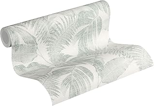 Livingwalls papier peint intissé New Walls Cosy & Relax papier peint effet jungle papier peint palmier 10,05 m x 0,53 m crème beige vert 373964 37396-4