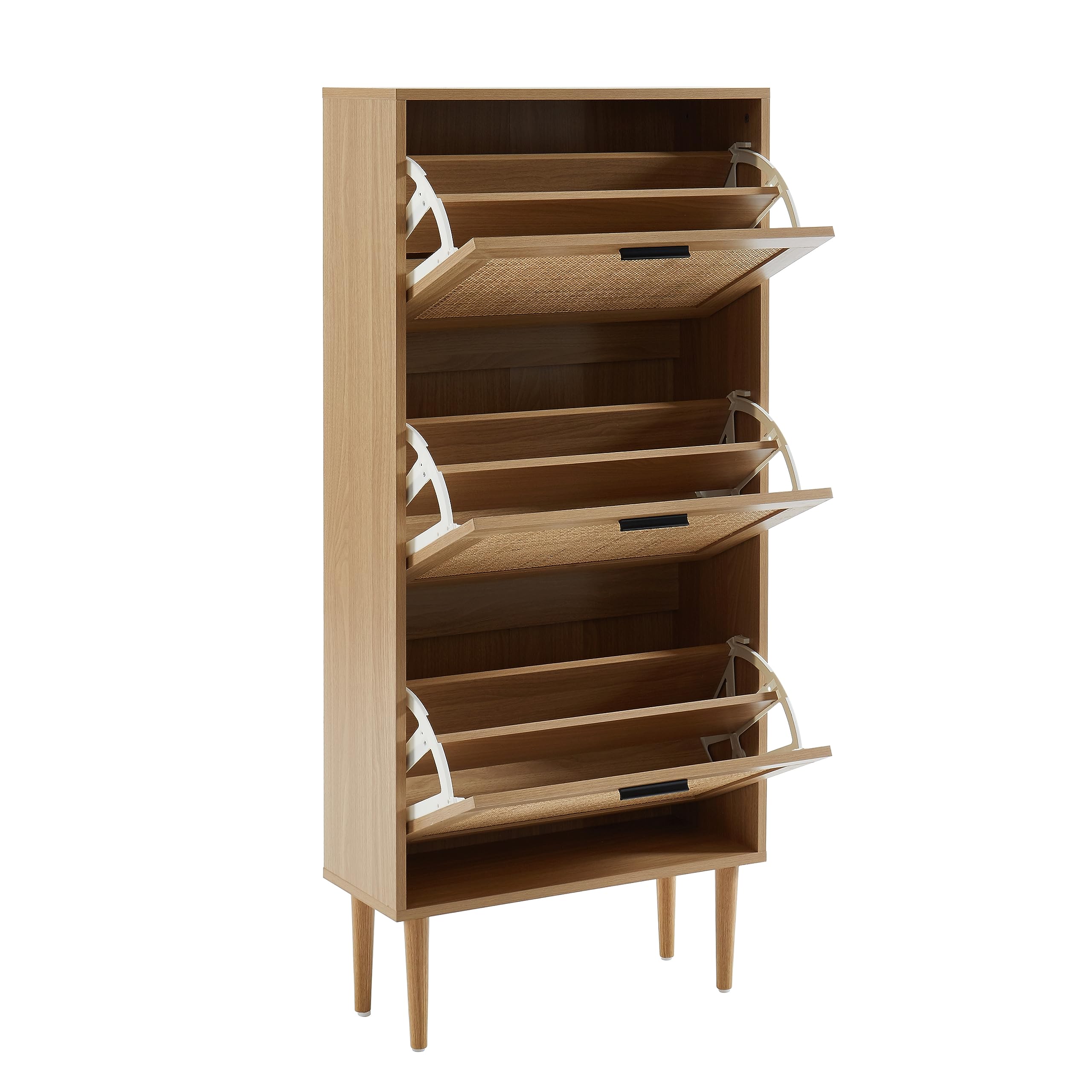 BAÏTA - Schuhschrank Amana, Eichenoptik und Rattangeflecht, 60 cm