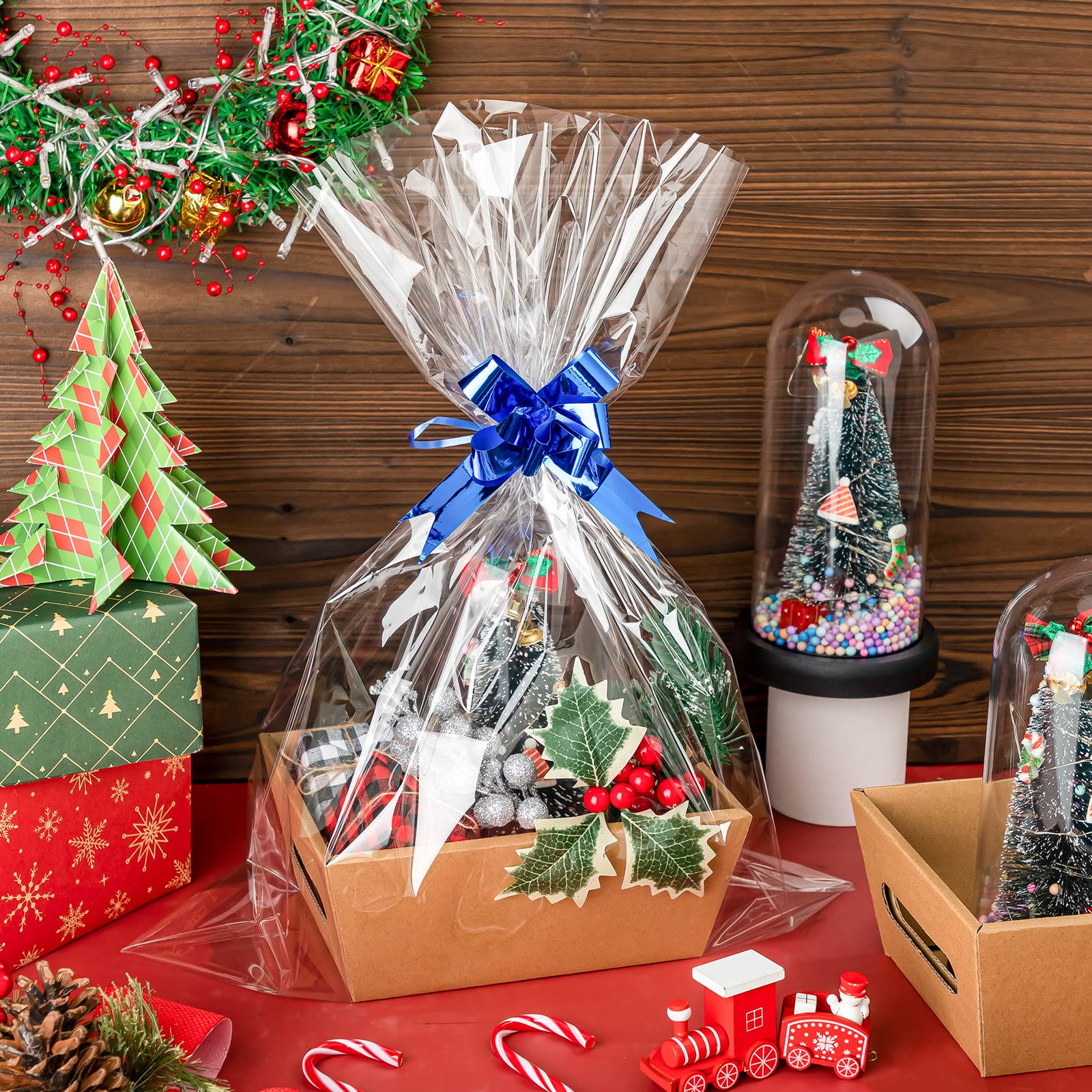 Set di 106 cesti regalo vuoti, 30 cestini regalo in cartone, 20 x 15 x 7 cm, per regali con manici, 40 sacchetti e 36 fiocchi multicolore per feste, casa, matrimonio, compleanno, cibo, servire oggetti