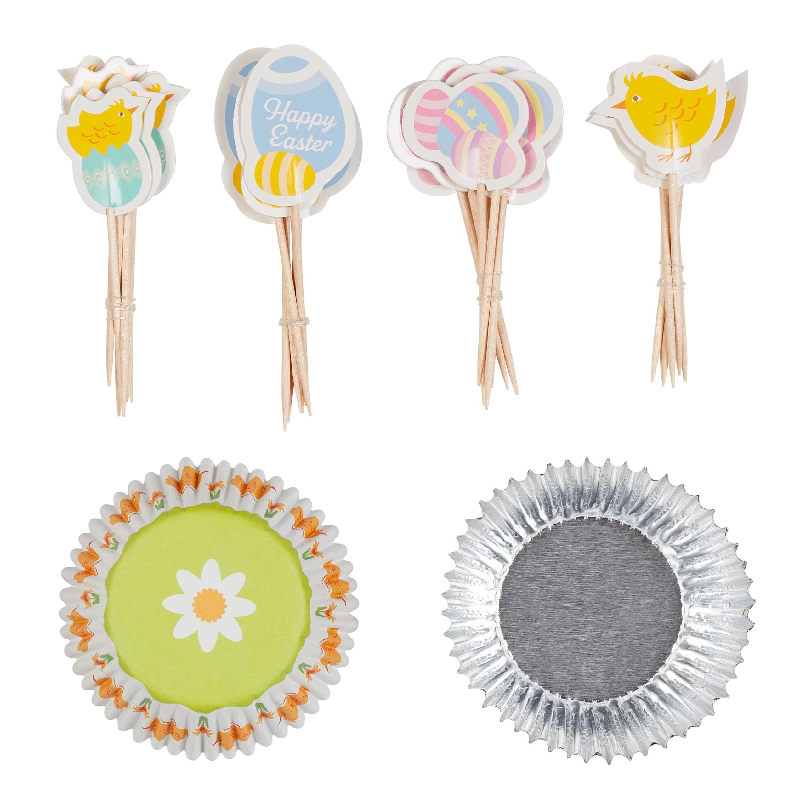Tala Chick Cupcake Set, 24 Toppers in 4 Designs, Foil-Lined Cupcake Cases, Spring Baking Essential