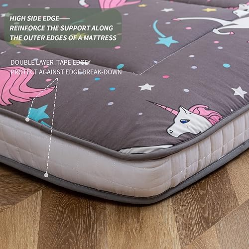 Miniatura 106 de MAXYOYO Colchón tipo futón con estampado floral, acolchado japonés, extra grueso, plegable, transpirable, tumbona para el suelo, cama de invitados