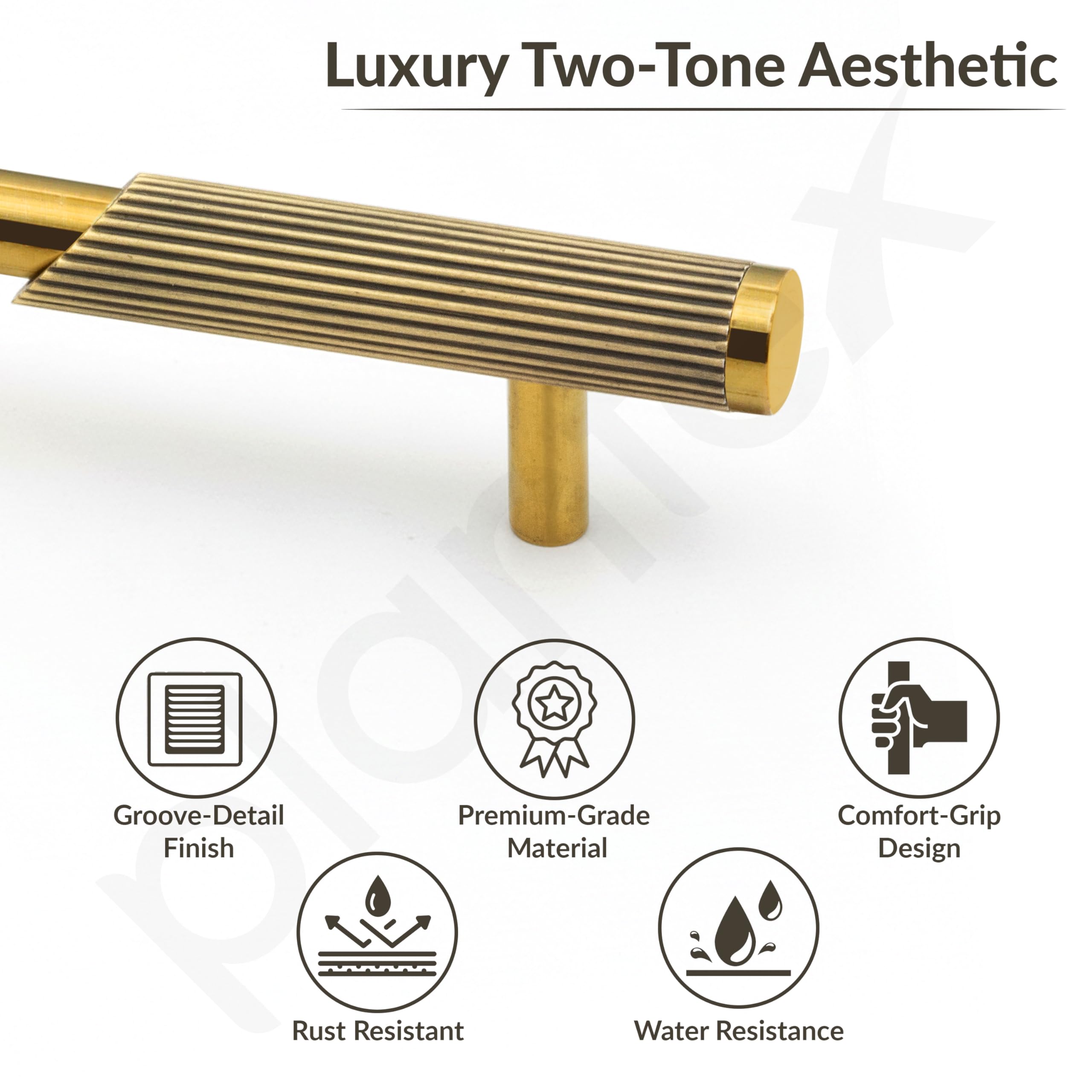 Plantex Stainless Steel & Aluminium Cabinet Handle/96mm Wardrobe Door Handle/Cupboard Pull-Push Handles for Home/Office - Pack of 2 (Brass Antique & Gold) — Amazon image 2