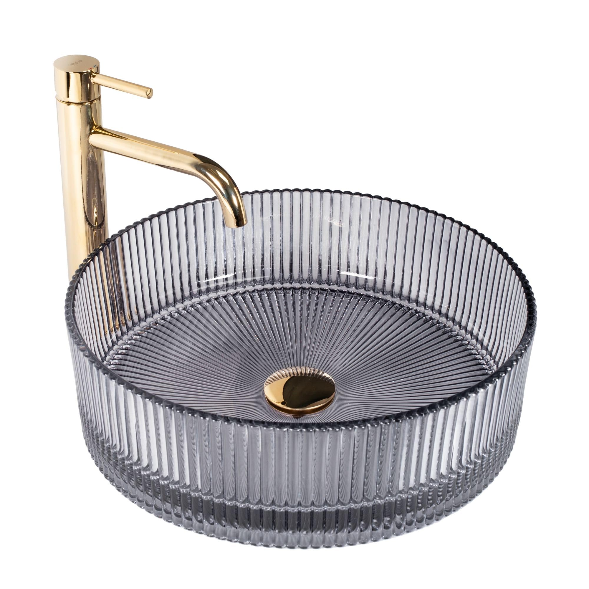 Rea LAVABO SOBRE ENCIMERA INGRID GRIS Lavabo de Baño 40 x 40 x 13 cm Vidrio (Transparente)