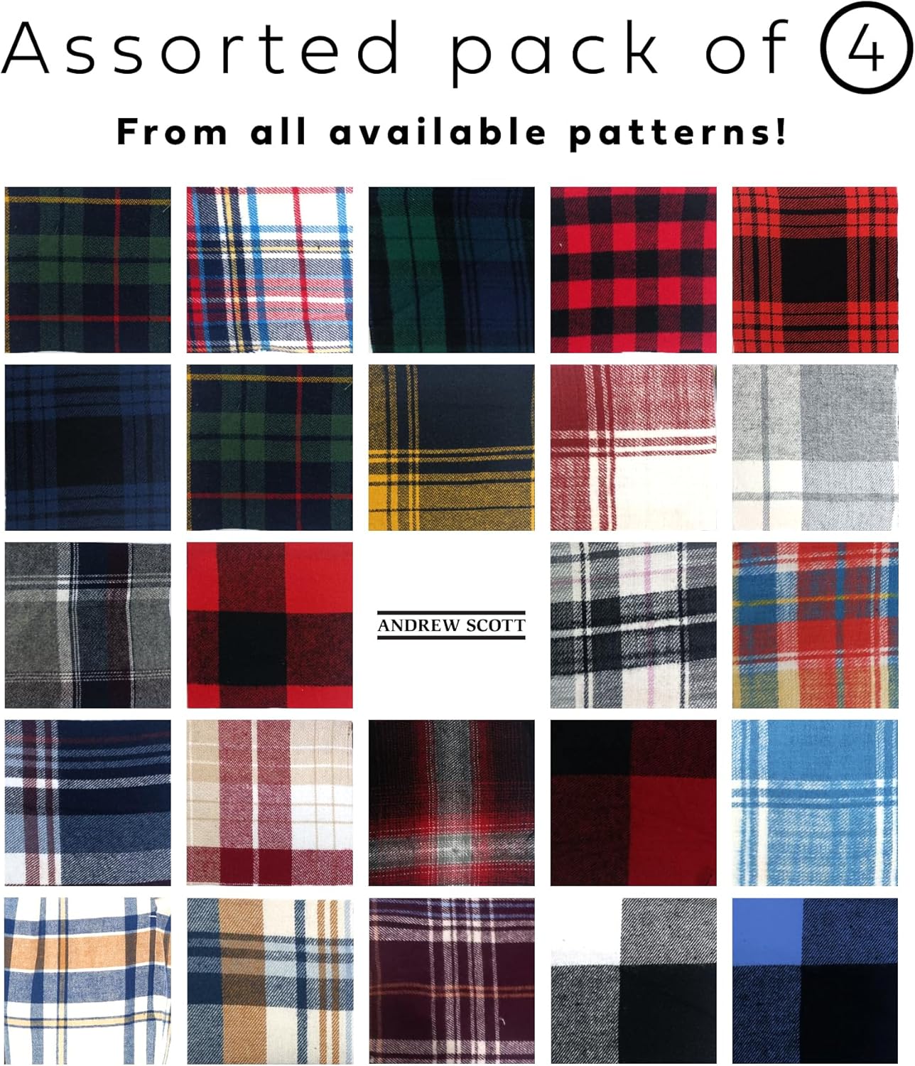 Andrew Scott Men's 4 Pack Flannel Pajama Lounge & Sleep Pants | Ultra Soft Cotton Blends Drawstring Pant - Image 3